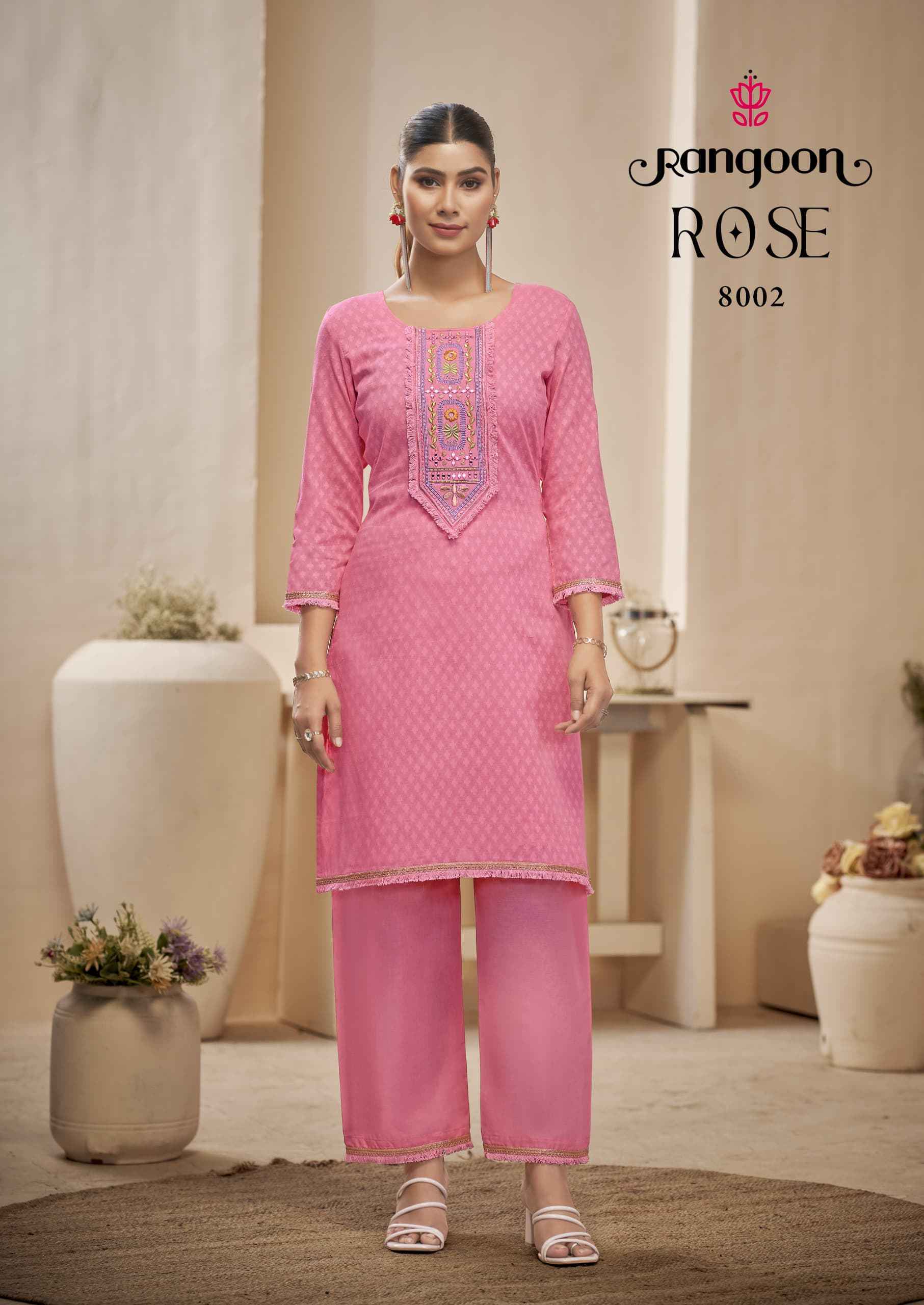 Rangoon Rose Cotton Kurti With Bottom Wholesale Rate ( 6 Pcs Catalog )