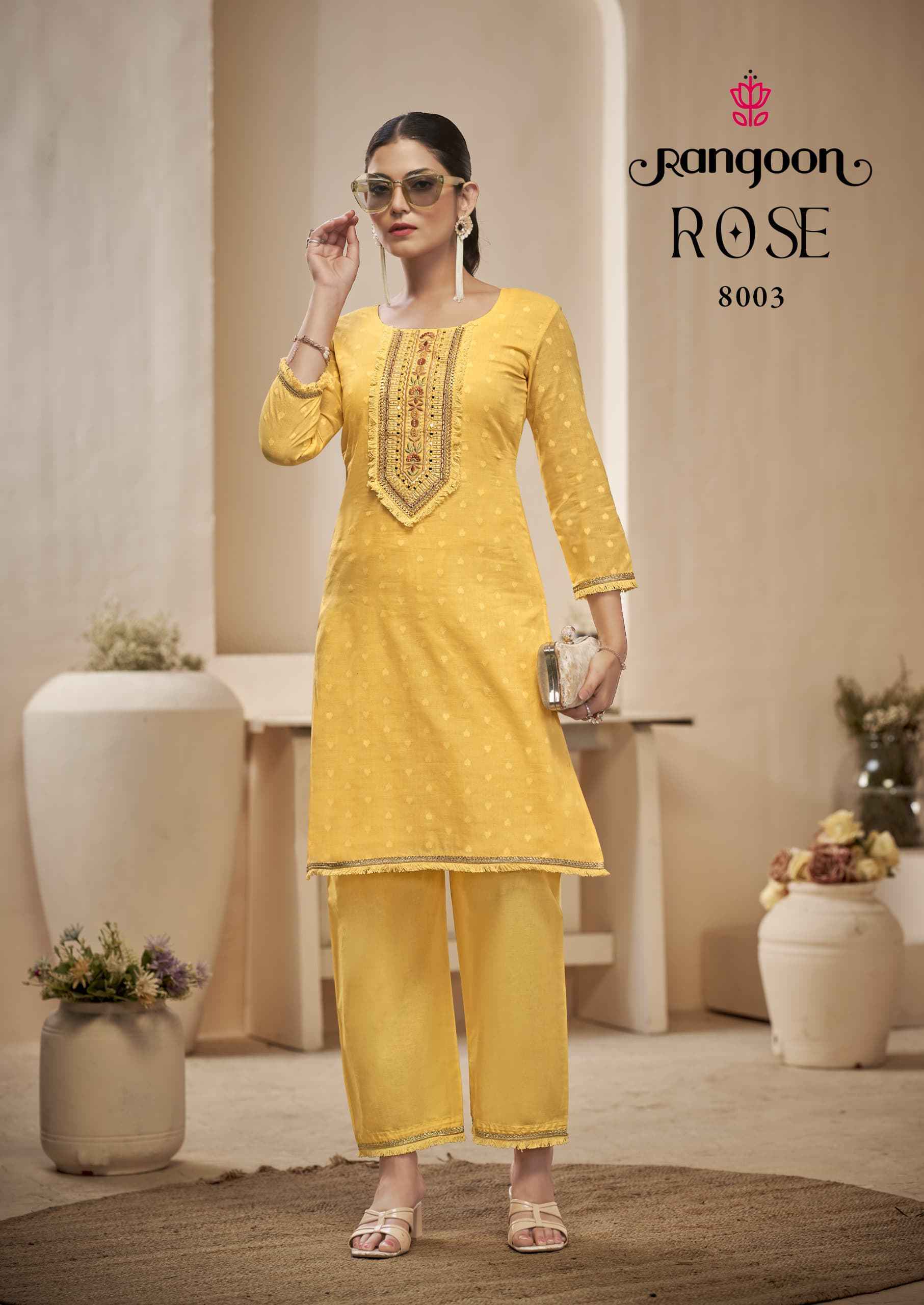Rangoon Rose Cotton Kurti With Bottom Wholesale Rate ( 6 Pcs Catalog )
