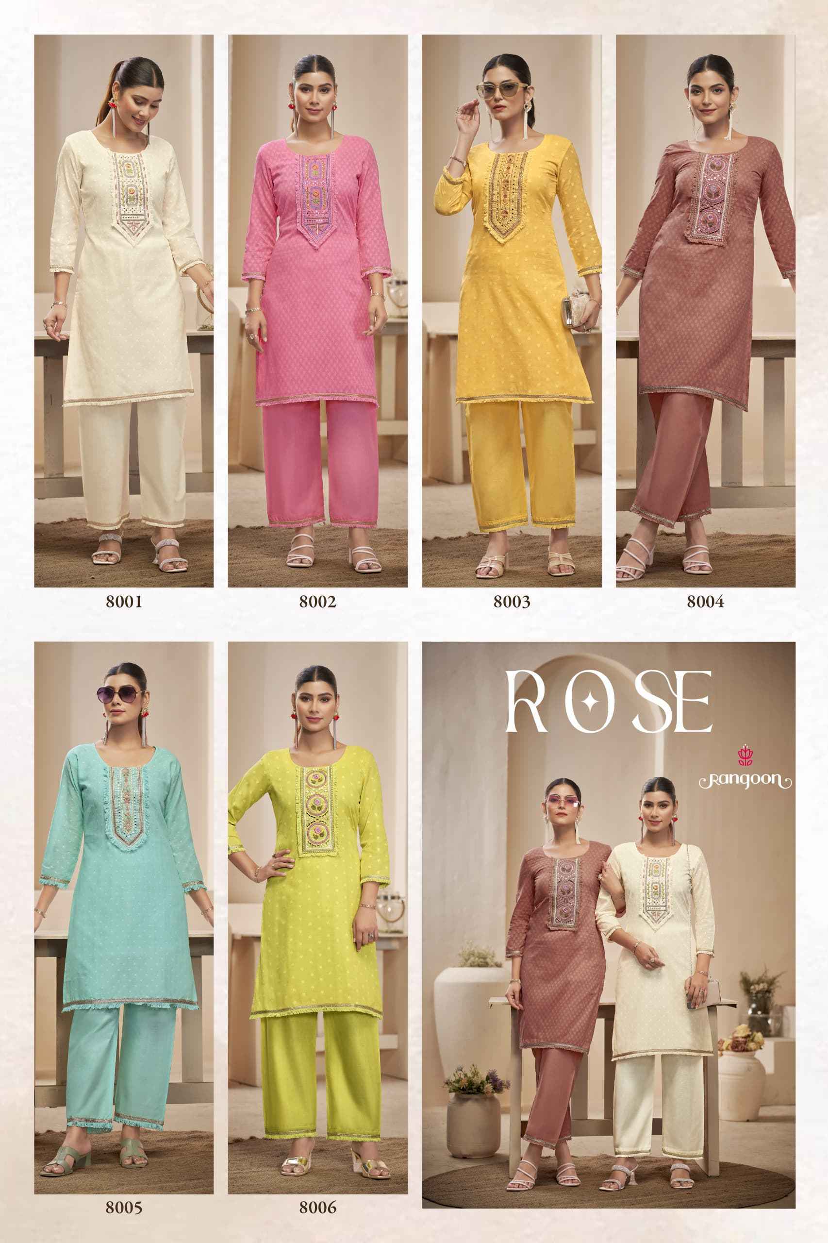 Rangoon Rose Cotton Kurti With Bottom Wholesale Rate ( 6 Pcs Catalog )