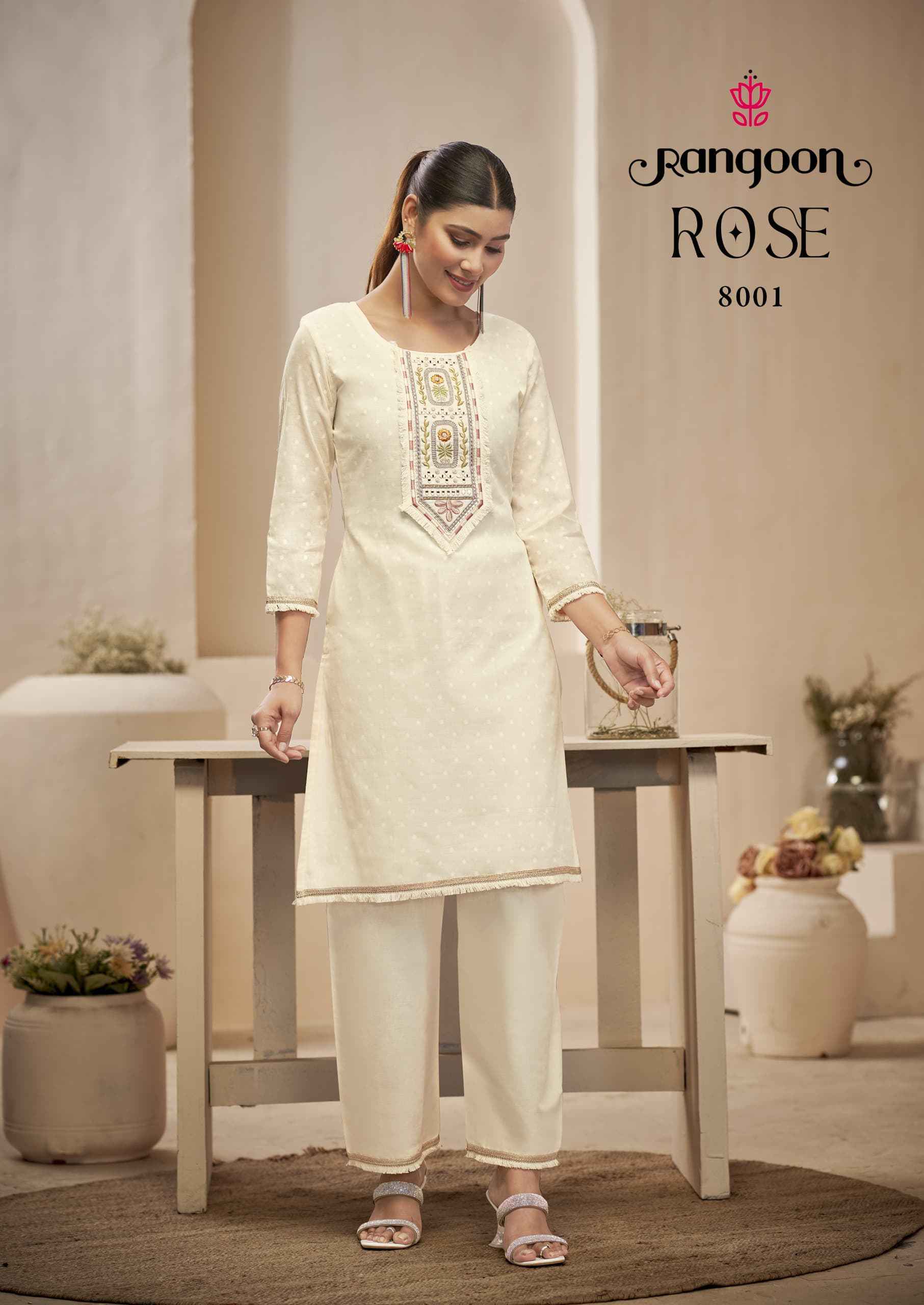 Rangoon Rose Cotton Kurti With Bottom Wholesale Rate ( 6 Pcs Catalog )