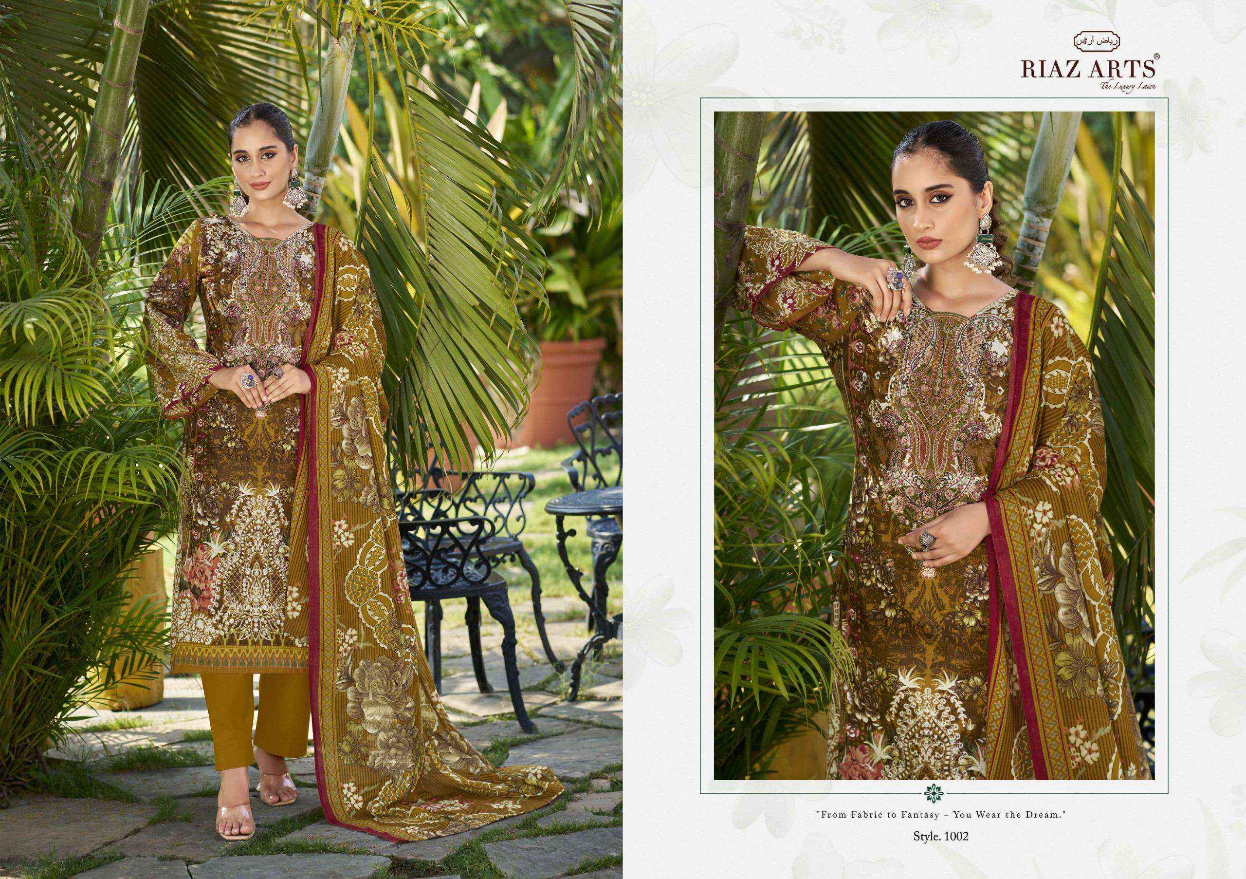 RIAZ ARTS MUSAFIR VOL 24 LAWN COTTON PRINT WITH WORK SUIT WHOLESALE PRICE ( 6 PCS CATALOG )