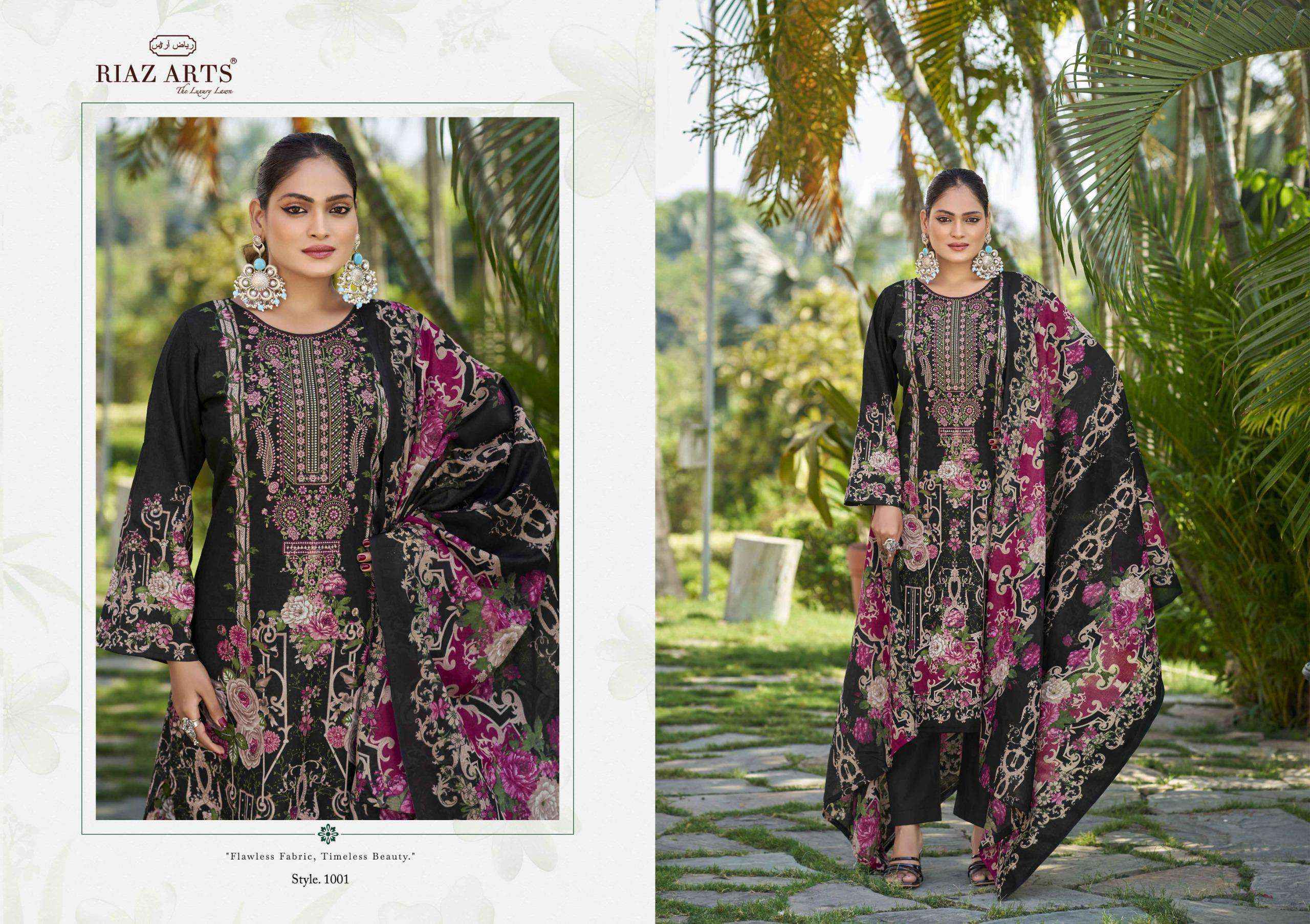 RIAZ ARTS MUSAFIR VOL 24 LAWN COTTON PRINT WITH WORK SUIT WHOLESALE PRICE ( 6 PCS CATALOG )