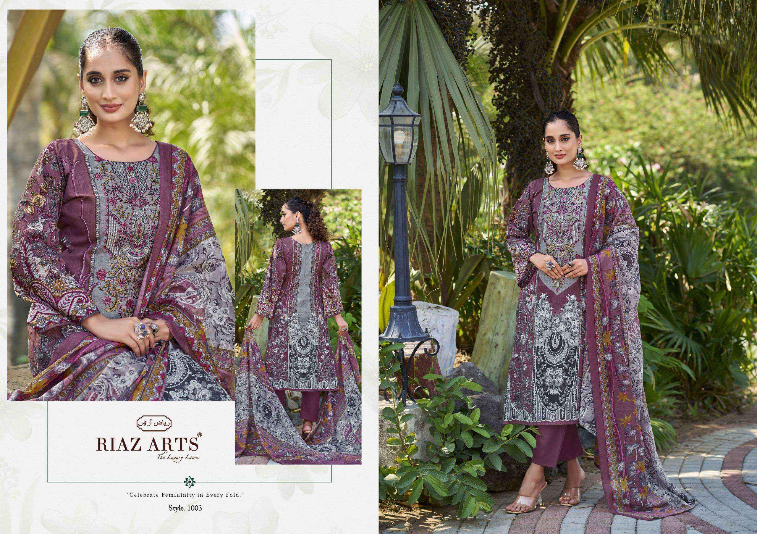 RIAZ ARTS MUSAFIR VOL 24 LAWN COTTON PRINT WITH WORK SUIT WHOLESALE PRICE ( 6 PCS CATALOG )
