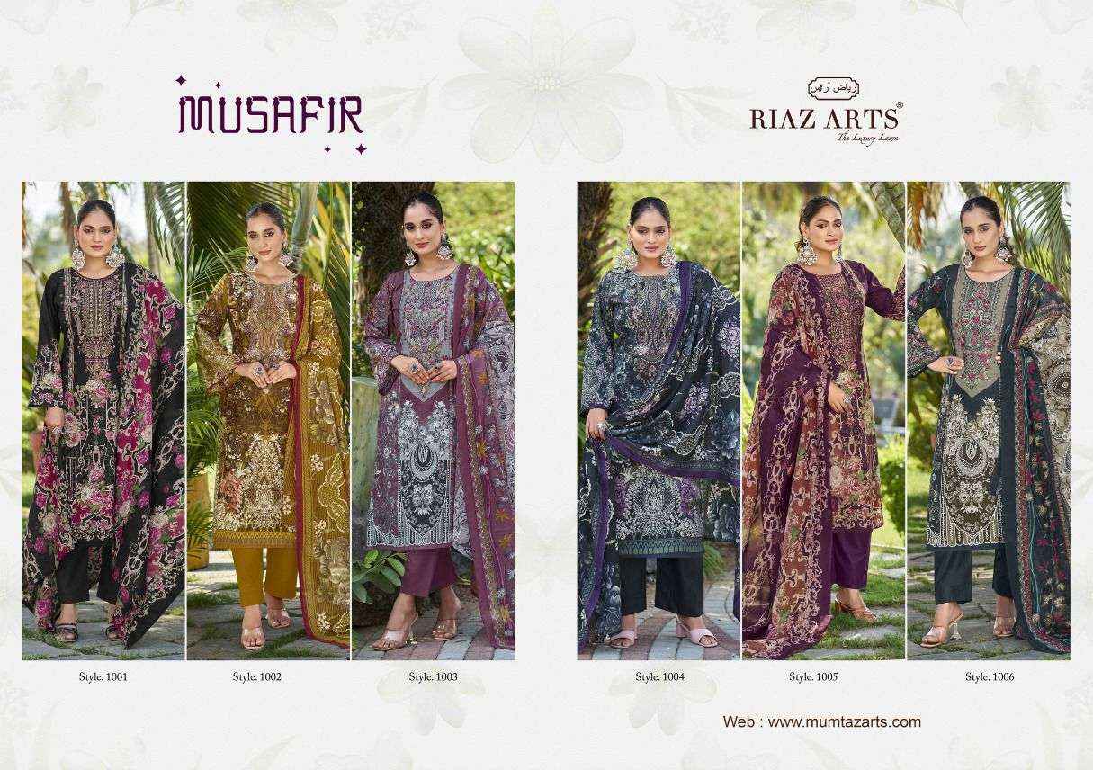RIAZ ARTS MUSAFIR VOL 24 LAWN COTTON PRINT WITH WORK SUIT WHOLESALE PRICE ( 6 PCS CATALOG )