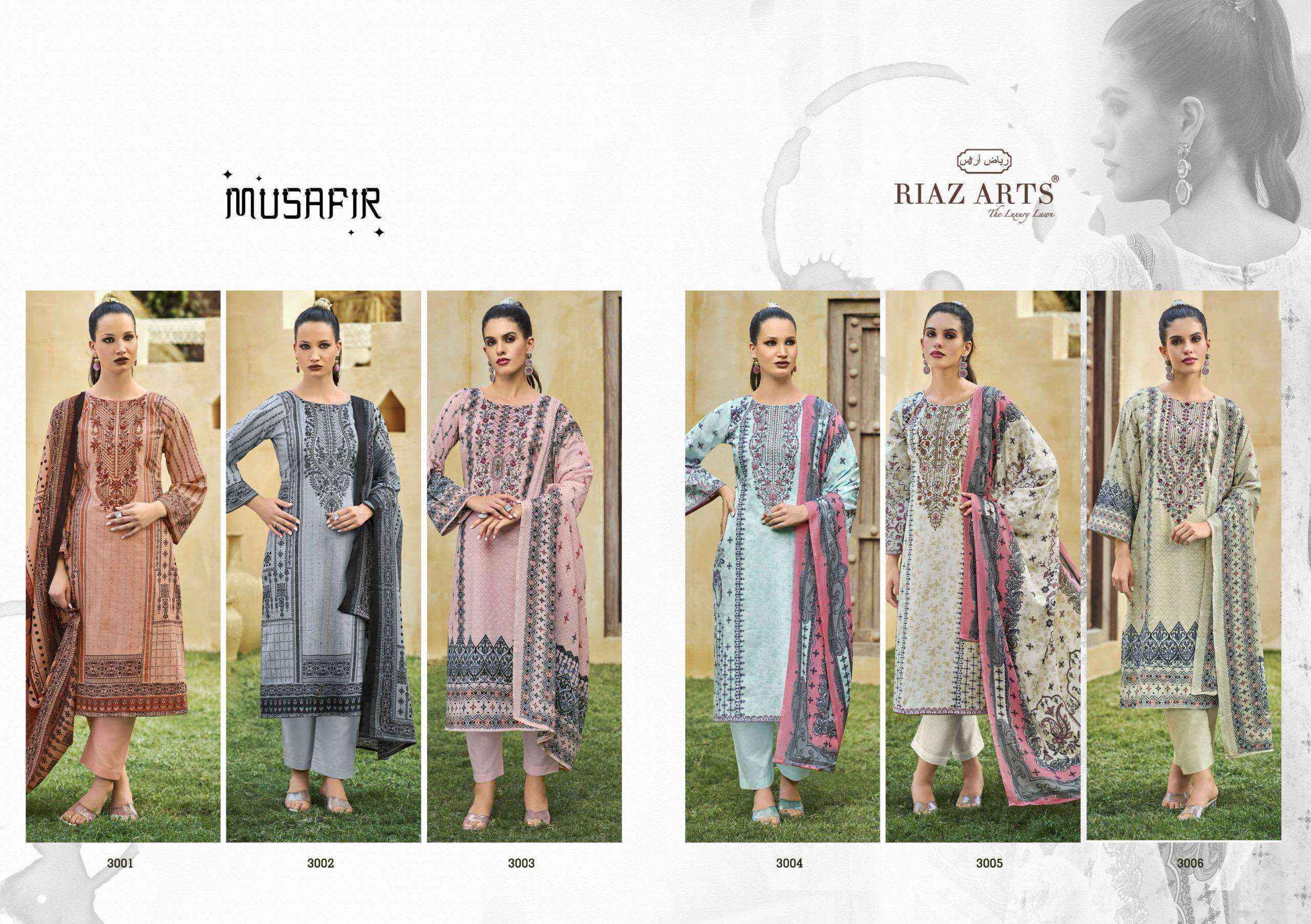 Riaz Arts Musafir Vol 25 Lawn Cotton Dress Material - Surat Market Wholesale ( 6 pcs Catalogue )