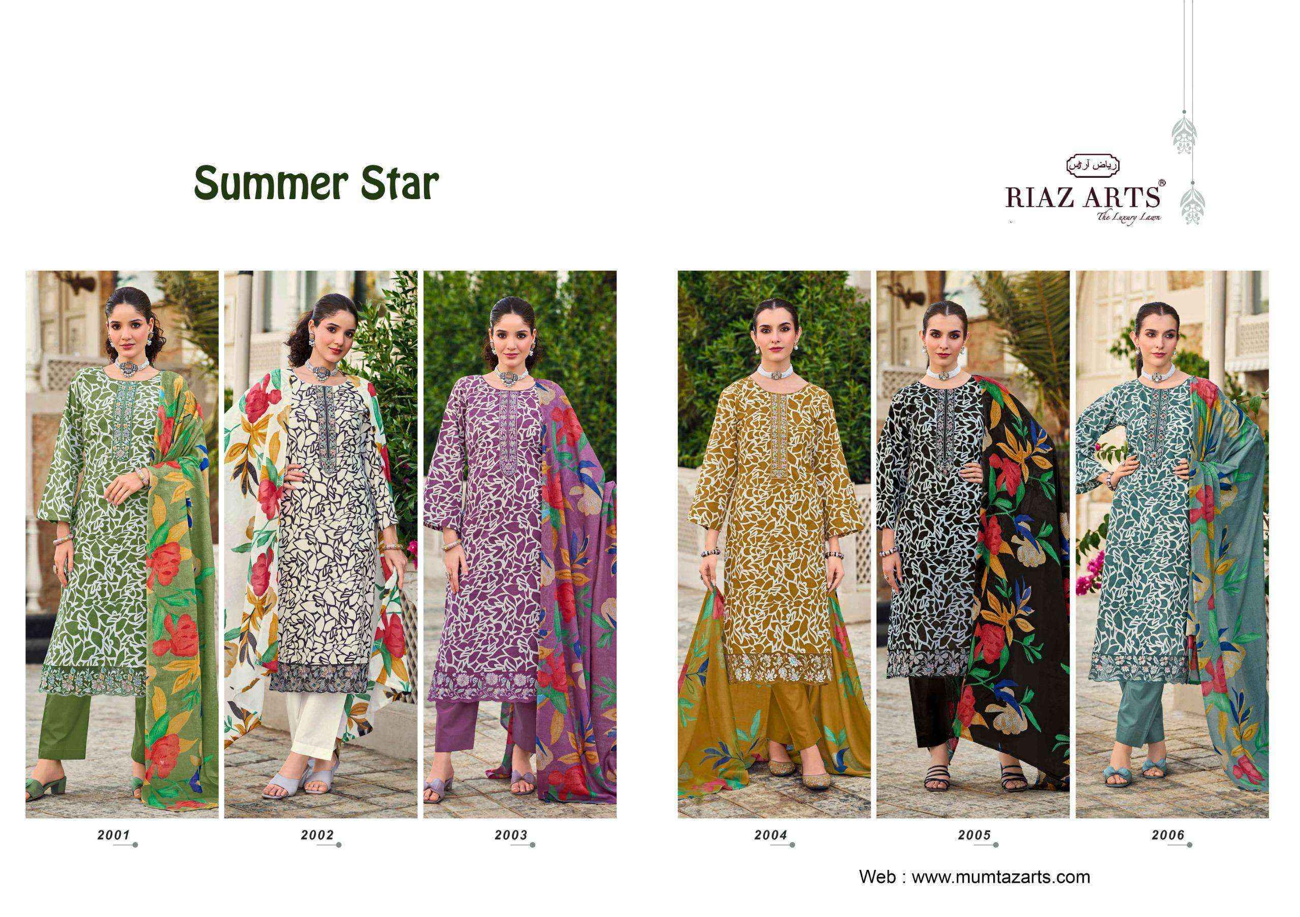 Riaz Arts Summer Star Lawn Cotton Salwar Kameez Online Shopping (  6 pcs Catalogue )