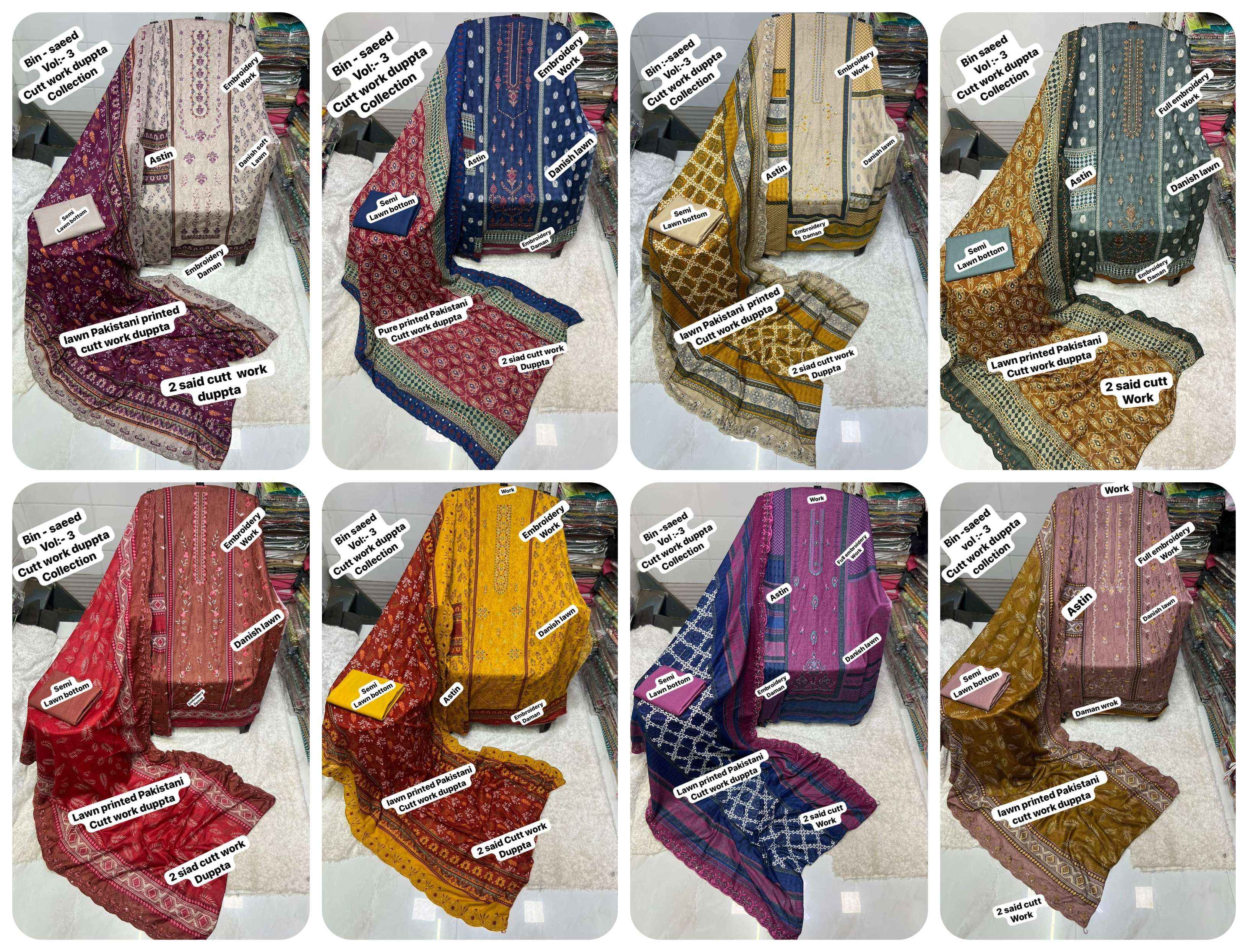 SF BIN SAEED VOL 3 COTTON DIGITAL PRINT WITH HEAVY EMBROIDERED SUIT WHOLESALE PRICE ( 8 PCS CATALOG )