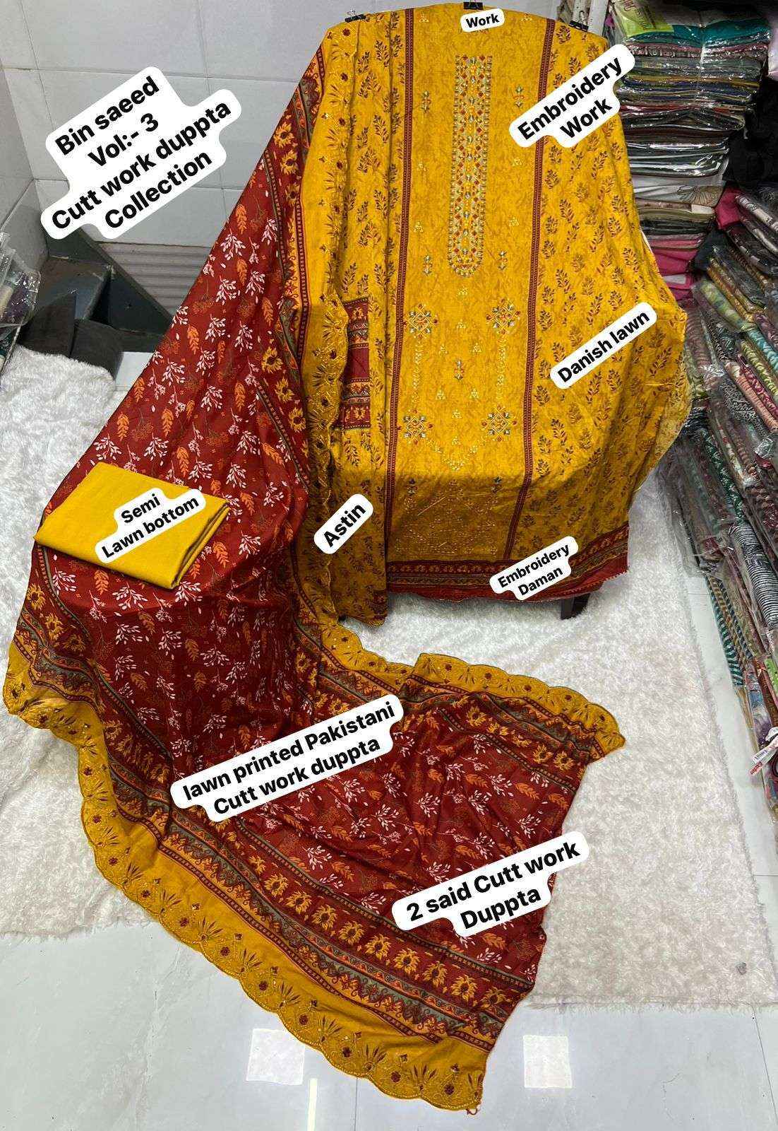 SF BIN SAEED VOL 3 COTTON DIGITAL PRINT WITH HEAVY EMBROIDERED SUIT WHOLESALE PRICE ( 8 PCS CATALOG )