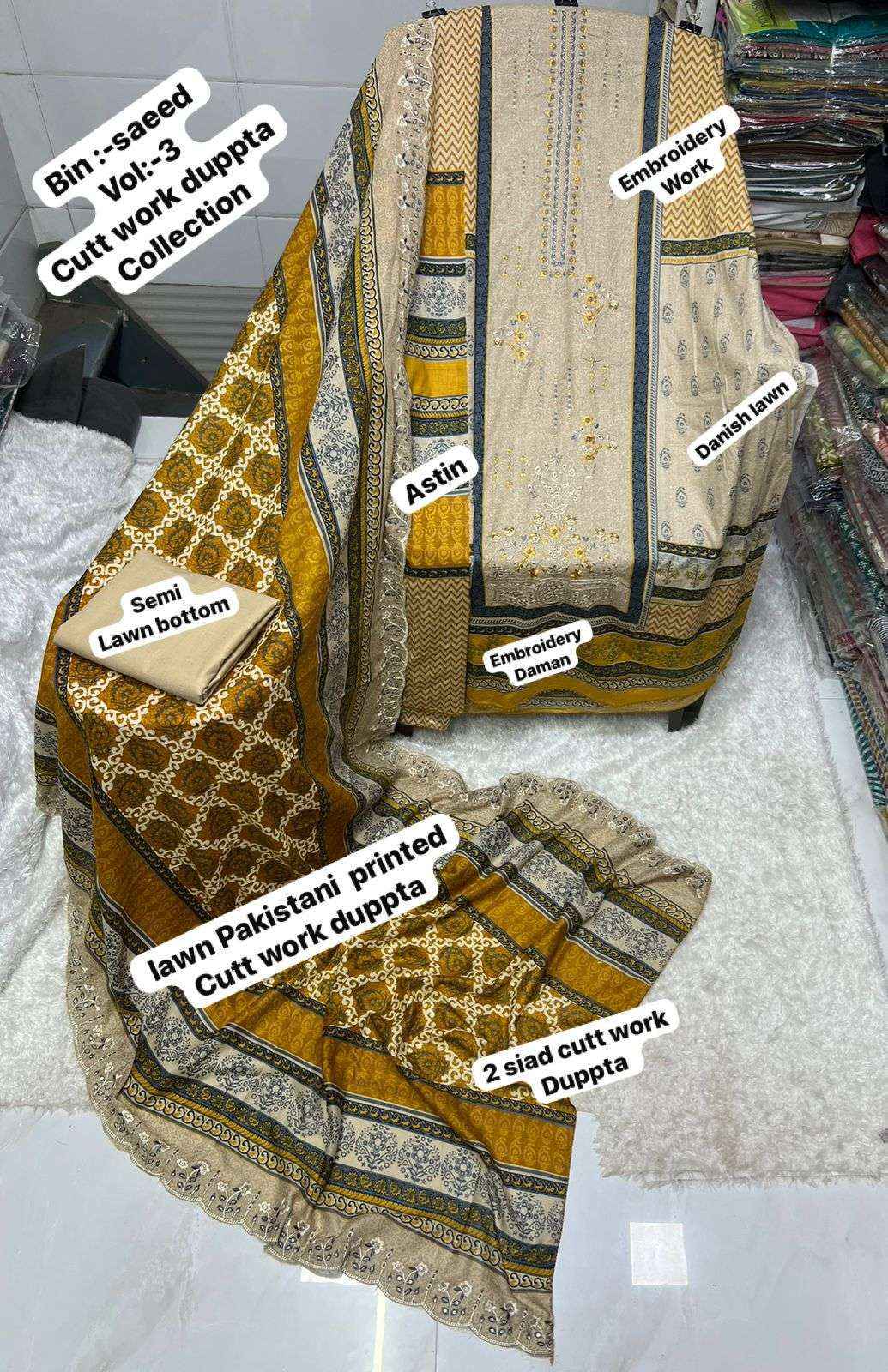 SF BIN SAEED VOL 3 COTTON DIGITAL PRINT WITH HEAVY EMBROIDERED SUIT WHOLESALE PRICE ( 8 PCS CATALOG )