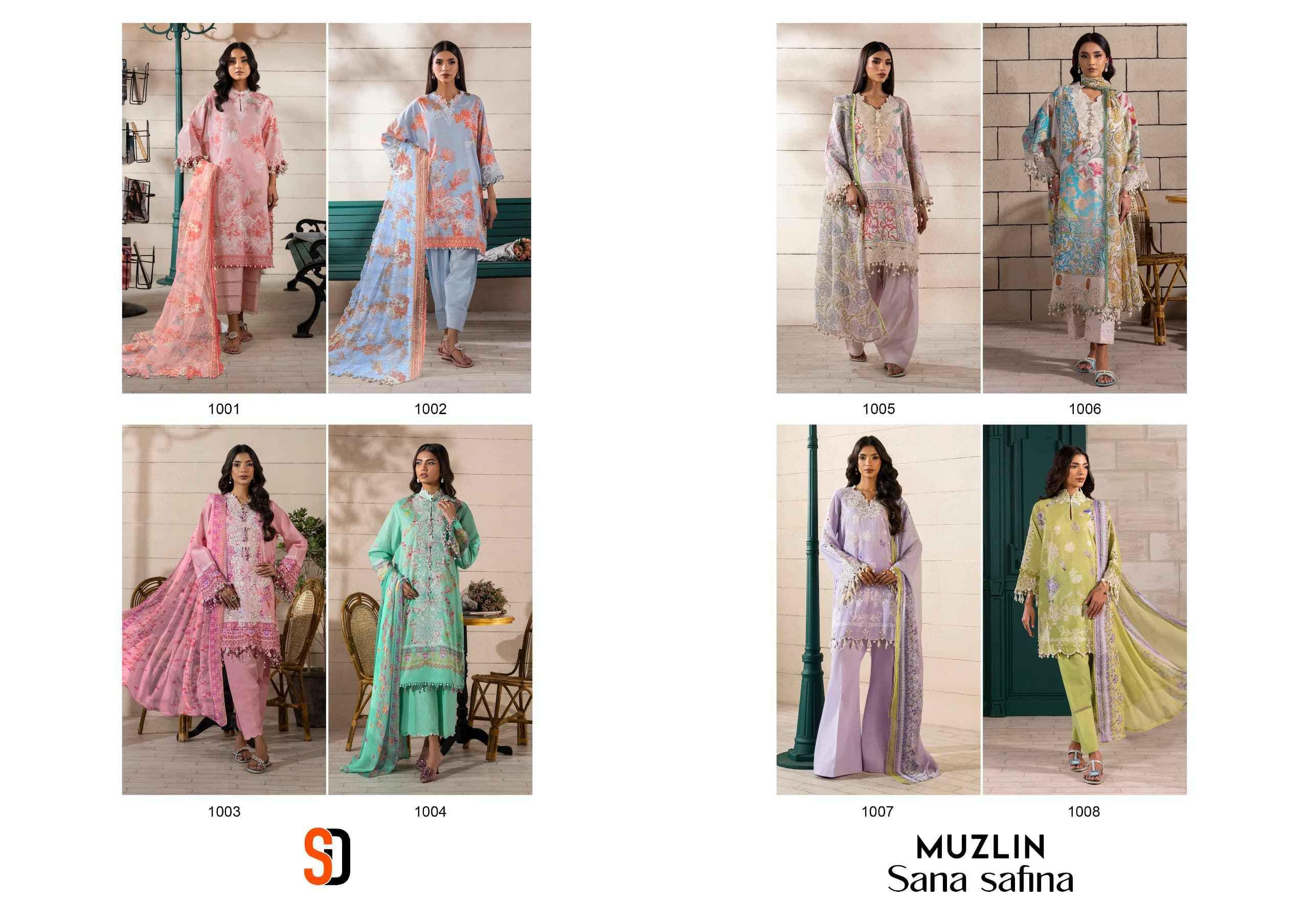 Shraddha Designer Muzlin Sana Safinaz Lawn Cotton Dress Material ( 8 pcs Catalogue )