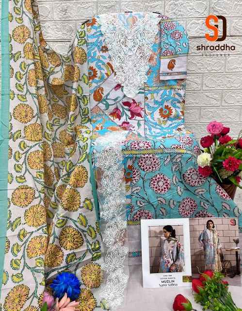 Shraddha Designer Muzlin Sana Safinaz Lawn Cotton Dress Material ( 8 pcs Catalogue )