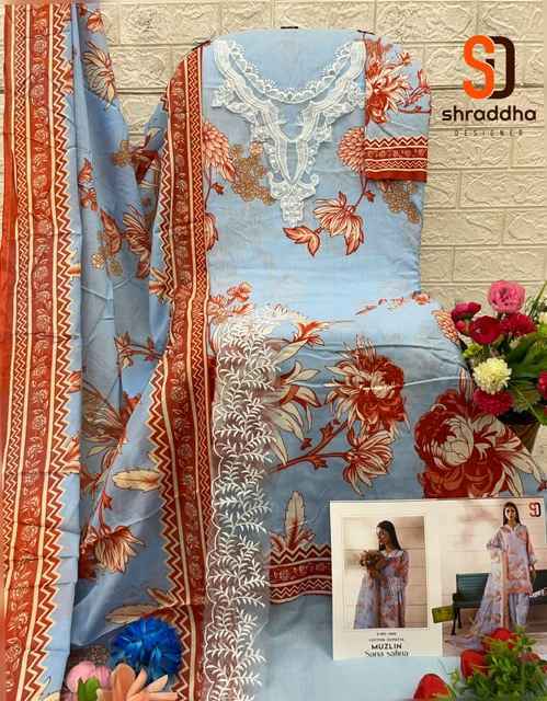 Shraddha Designer Muzlin Sana Safinaz Lawn Cotton Dress Material ( 8 pcs Catalogue )