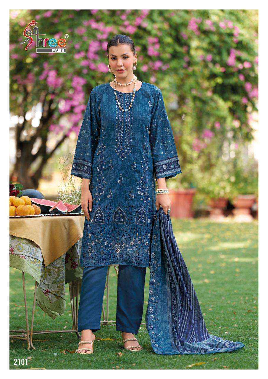 Shree Fabs Bin Saeed Lawn Collection Vol 21 Cotton Salwar Kameez Wholesale Rate ( 6 Pcs Catalog )