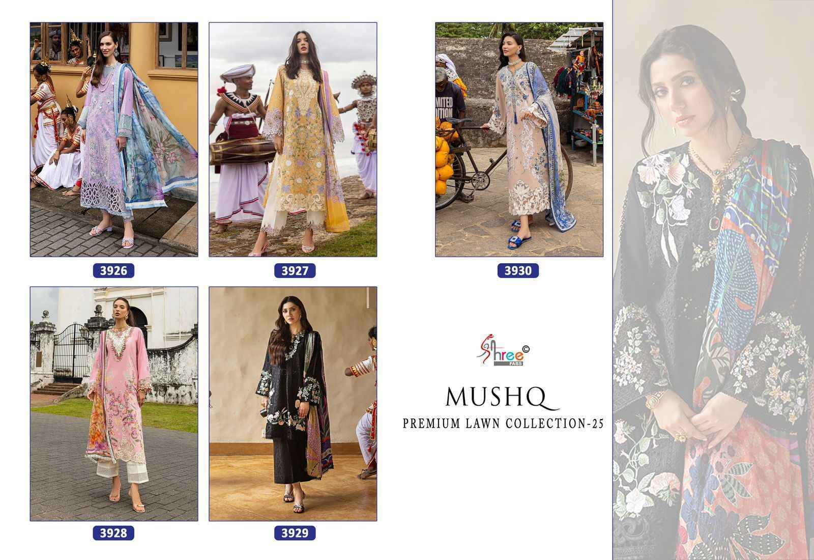 Shree Fabs Mushq 25 Lawn Cotton Dress Material Surat Wholesale Market ( 5 pcs Catalogue )