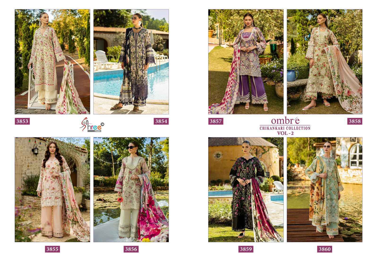 Shree Fabs Ombre Chikankari Collection Vol 2 Cotton Dress Material ( 8 pcs Catalogue )