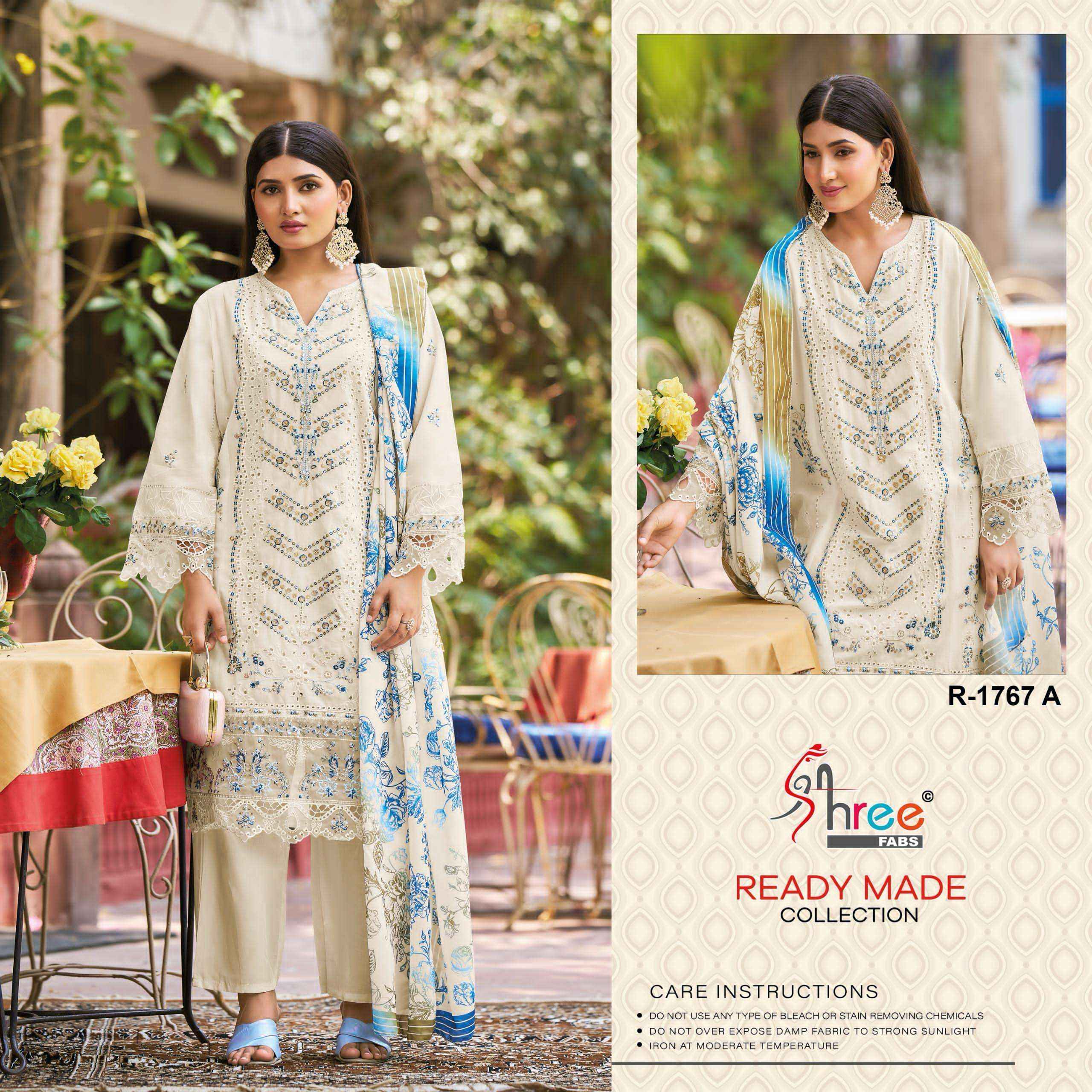 SHREE FABS R 1767 COTTON EMBROIDERED PAKISTANI DRESS WHOLESALE RATE ( 4 PCS CATALOG )
