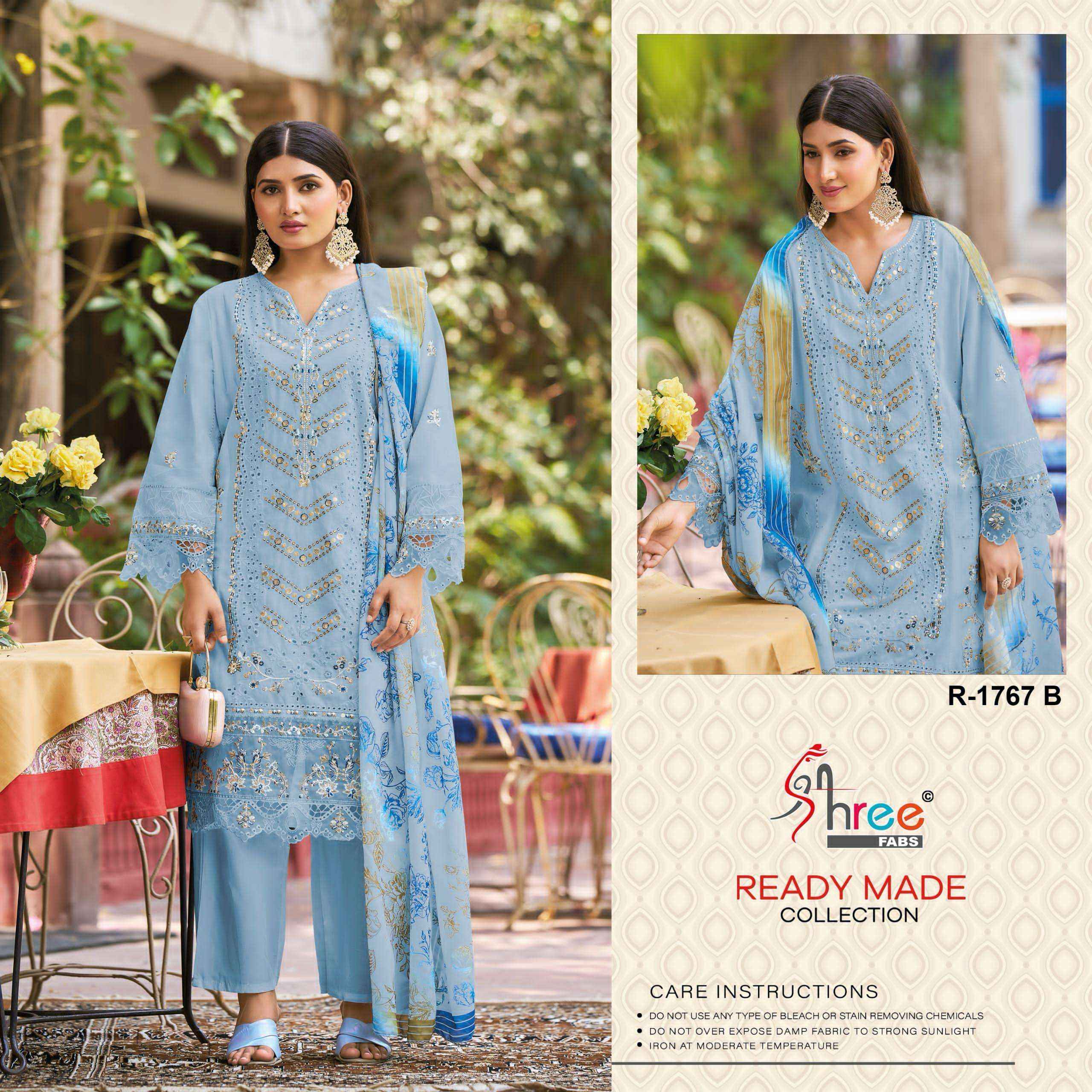 SHREE FABS R 1767 COTTON EMBROIDERED PAKISTANI DRESS WHOLESALE RATE ( 4 PCS CATALOG )