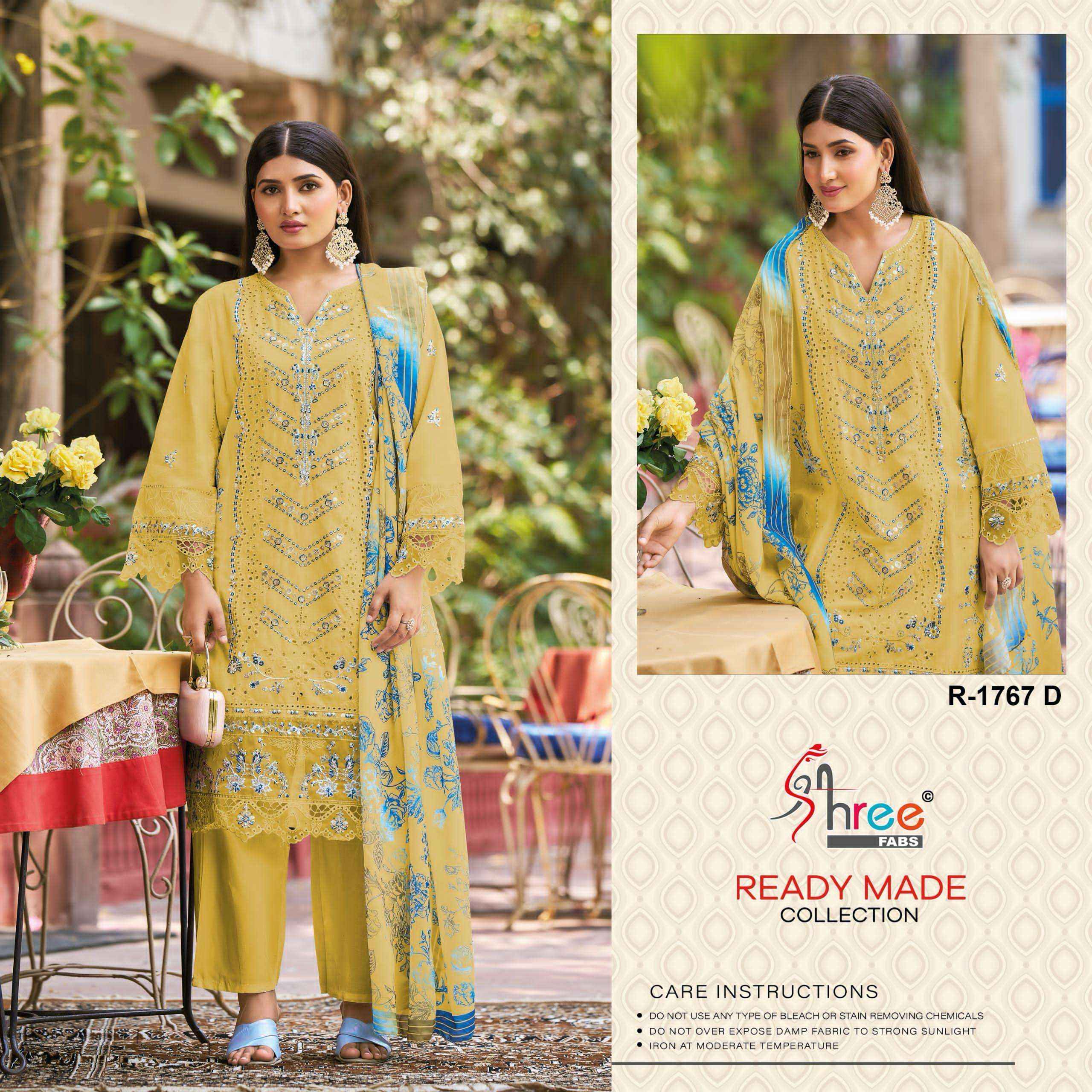 SHREE FABS R 1767 COTTON EMBROIDERED PAKISTANI DRESS WHOLESALE RATE ( 4 PCS CATALOG )