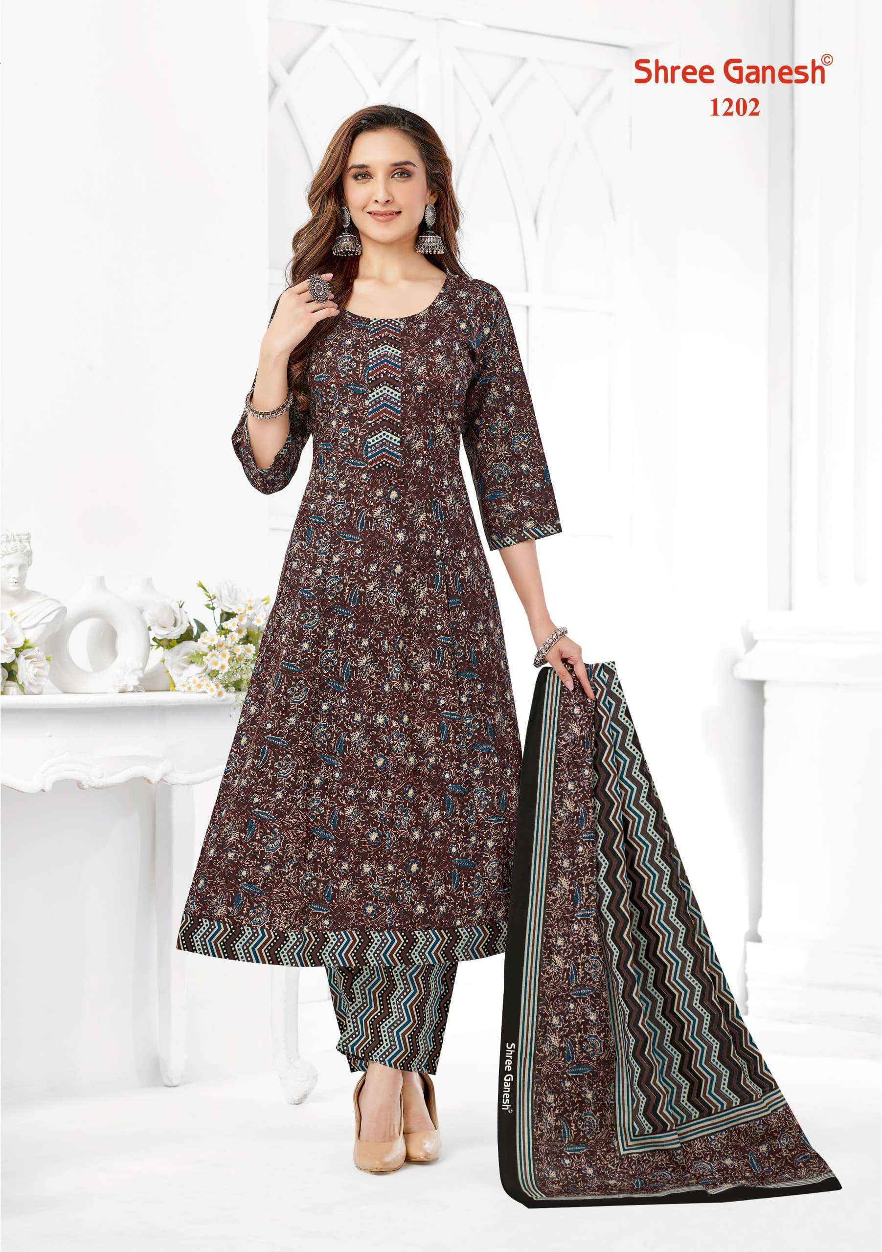 SHREE GANESH ZEENAT VOL 2 COTTON PRINT ANARKALI STYLE LADIES KURTI COMBO SET WHOLESALE RATE ( 9 PCS CATALOG )