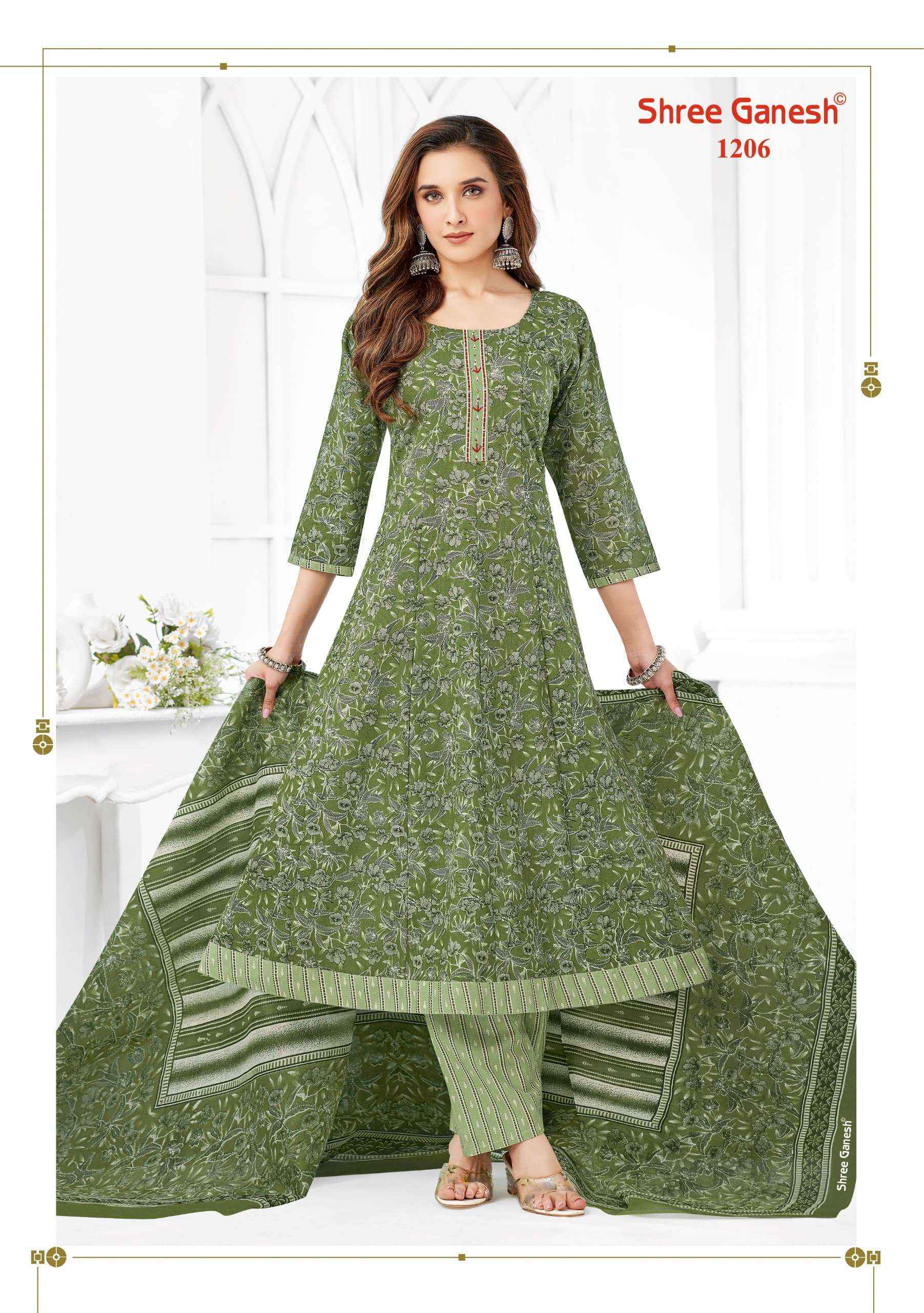 SHREE GANESH ZEENAT VOL 2 COTTON PRINT ANARKALI STYLE LADIES KURTI COMBO SET WHOLESALE RATE ( 9 PCS CATALOG )