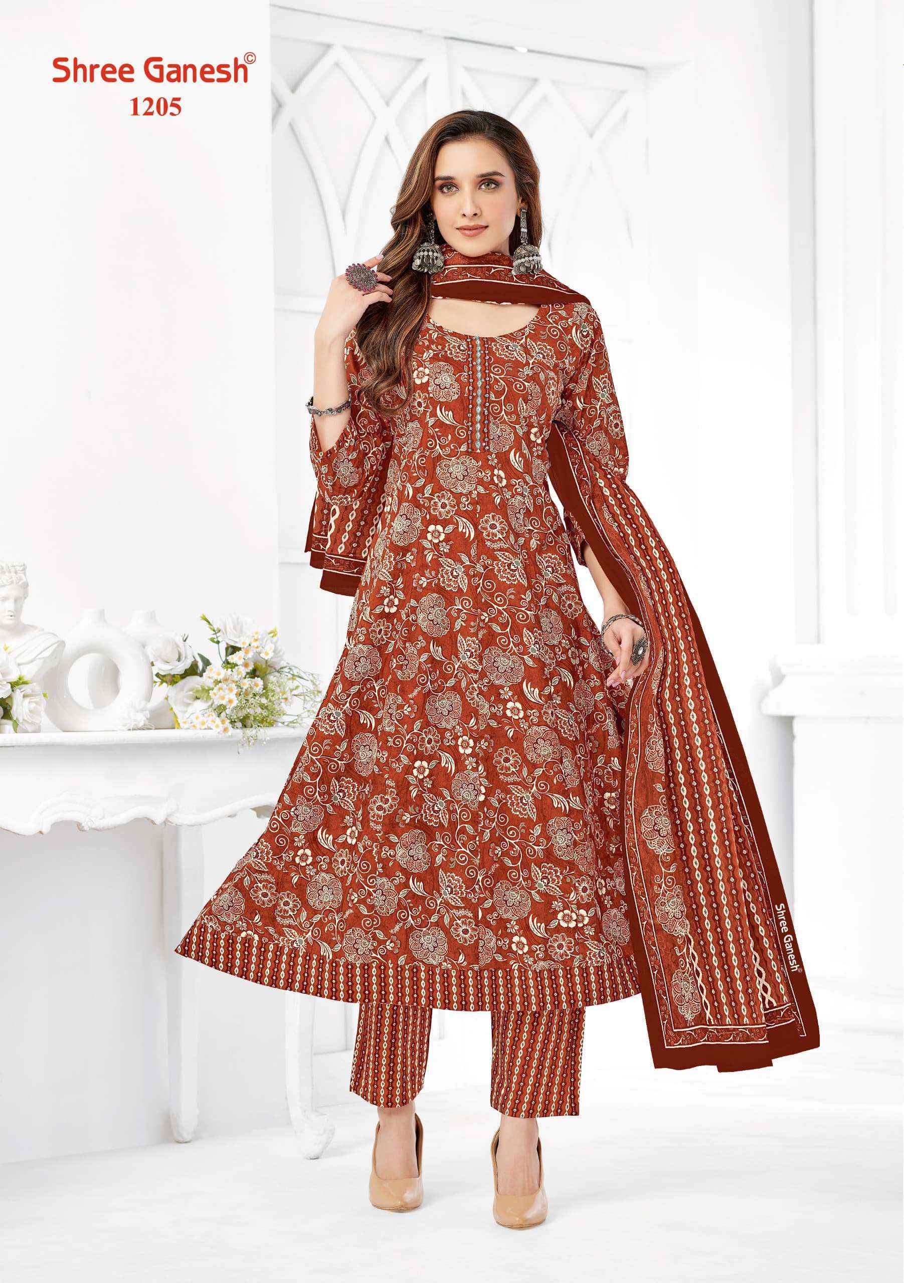 SHREE GANESH ZEENAT VOL 2 COTTON PRINT ANARKALI STYLE LADIES KURTI COMBO SET WHOLESALE RATE ( 9 PCS CATALOG )