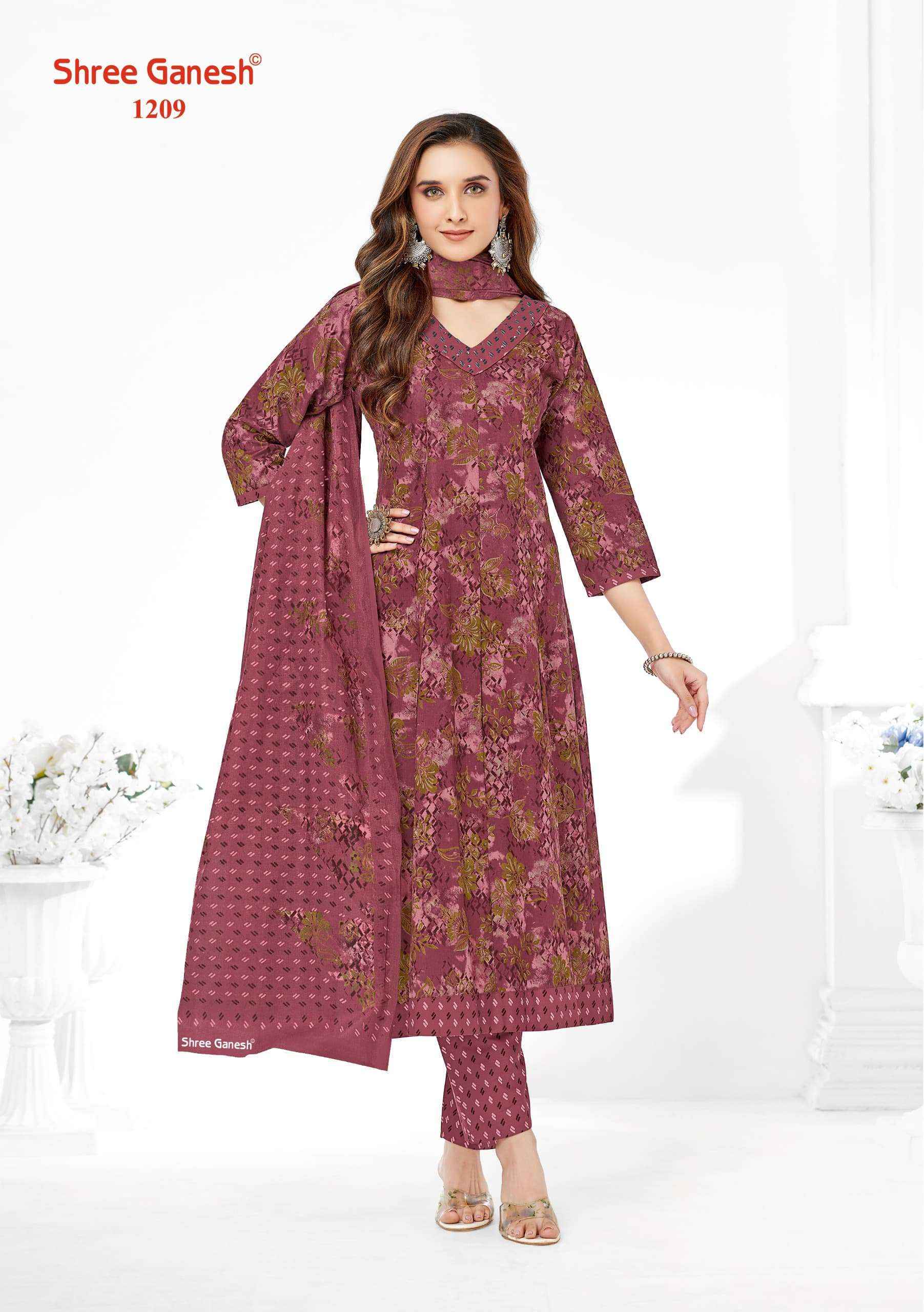 SHREE GANESH ZEENAT VOL 2 COTTON PRINT ANARKALI STYLE LADIES KURTI COMBO SET WHOLESALE RATE ( 9 PCS CATALOG )
