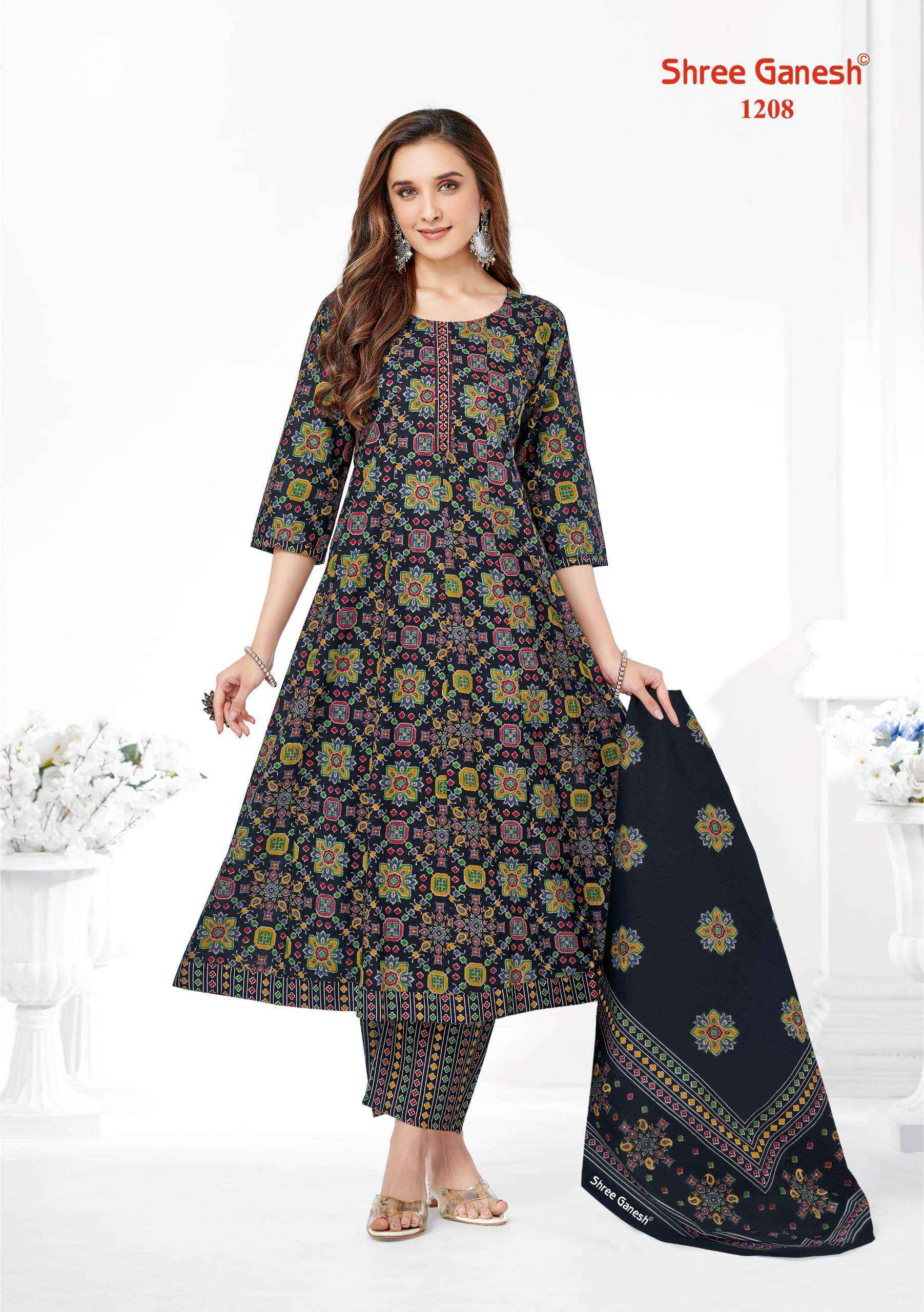 SHREE GANESH ZEENAT VOL 2 COTTON PRINT ANARKALI STYLE LADIES KURTI COMBO SET WHOLESALE RATE ( 9 PCS CATALOG )