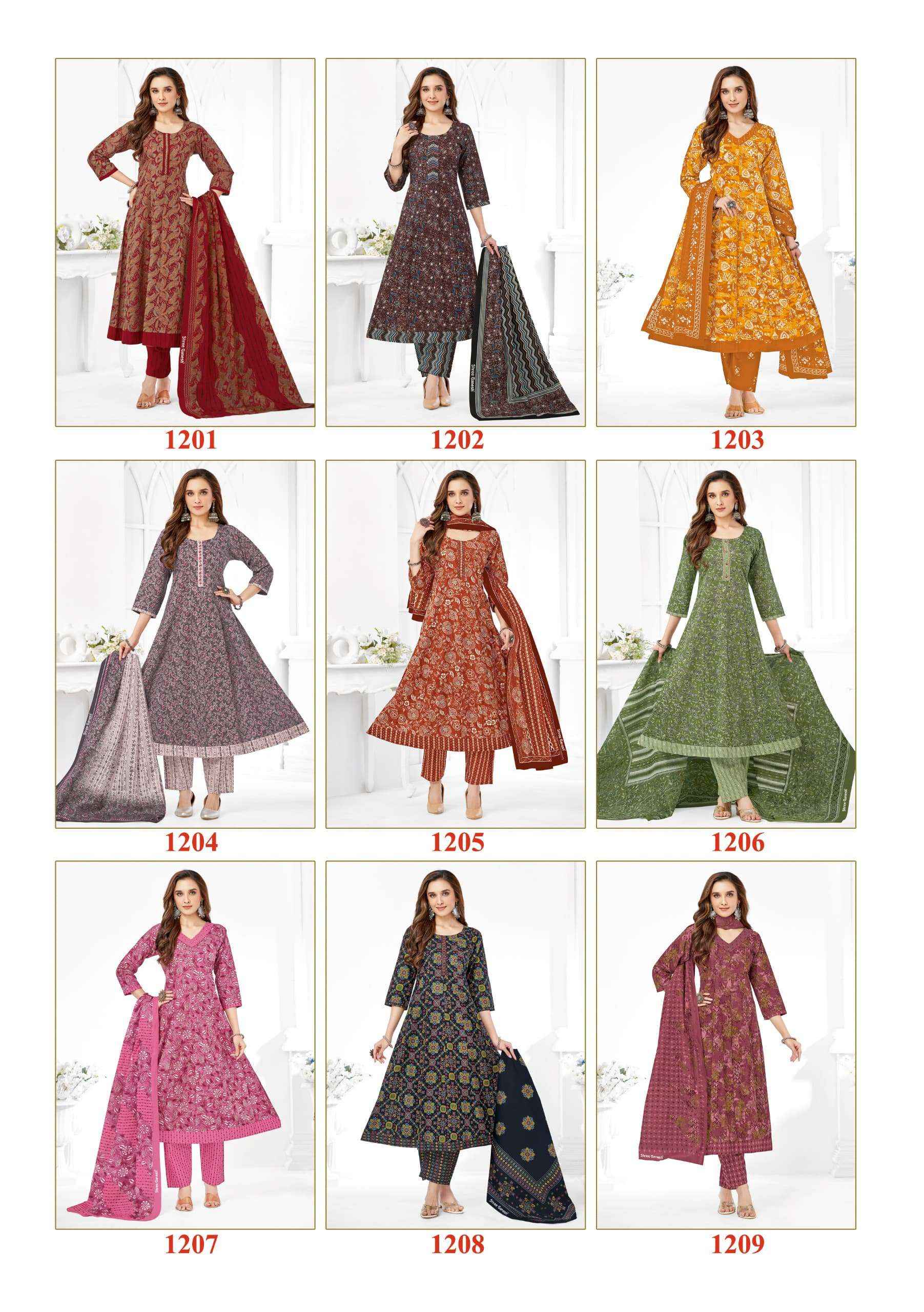 SHREE GANESH ZEENAT VOL 2 COTTON PRINT ANARKALI STYLE LADIES KURTI COMBO SET WHOLESALE RATE ( 9 PCS CATALOG )