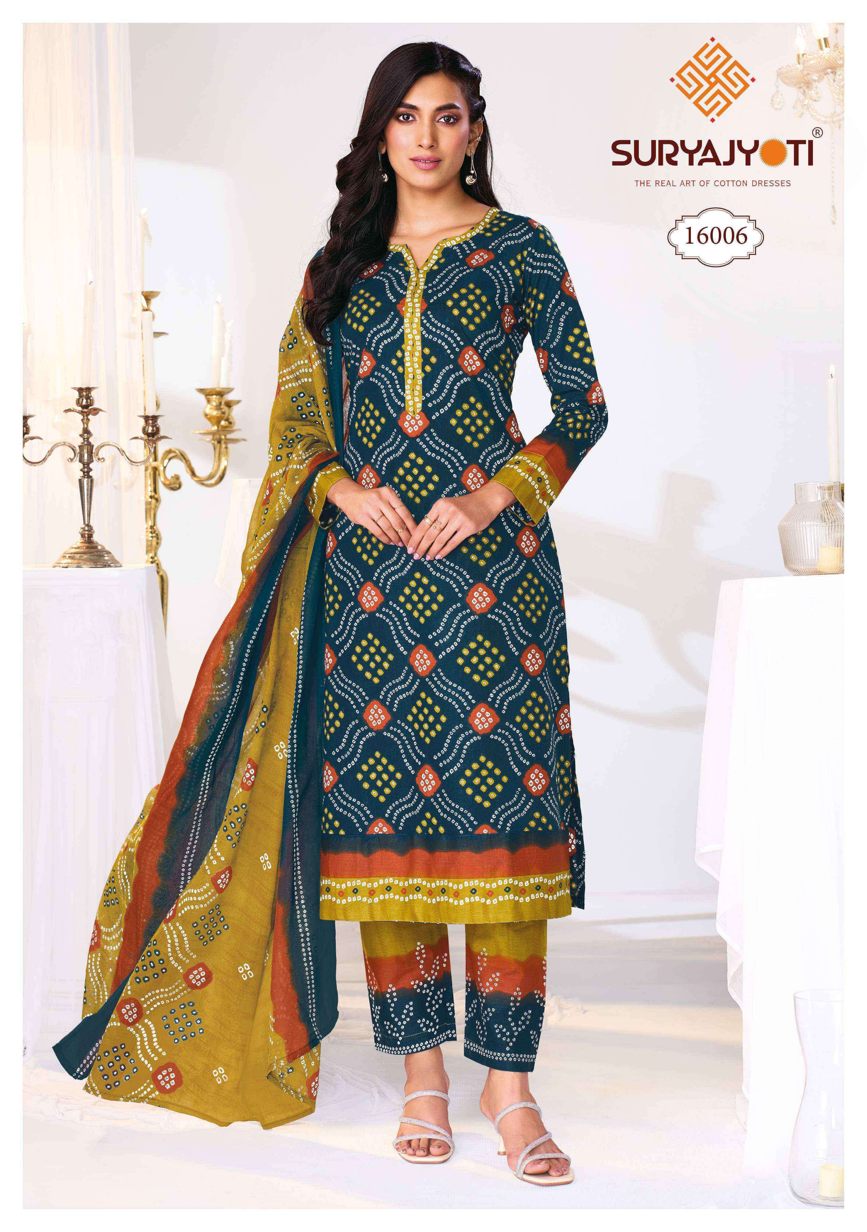 Suryajyoti Bandhani Special Vol 16 Cotton Dress Material Surat Wholesale ( 10 pcs Catalogue )