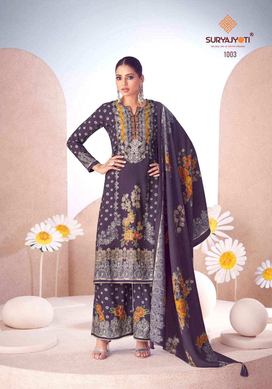 SURYAJYOTI KOMAL VOL 1 MODAL DESIGNER SUITS NEW CATALOG ( 6 PCS CATALOGUE )