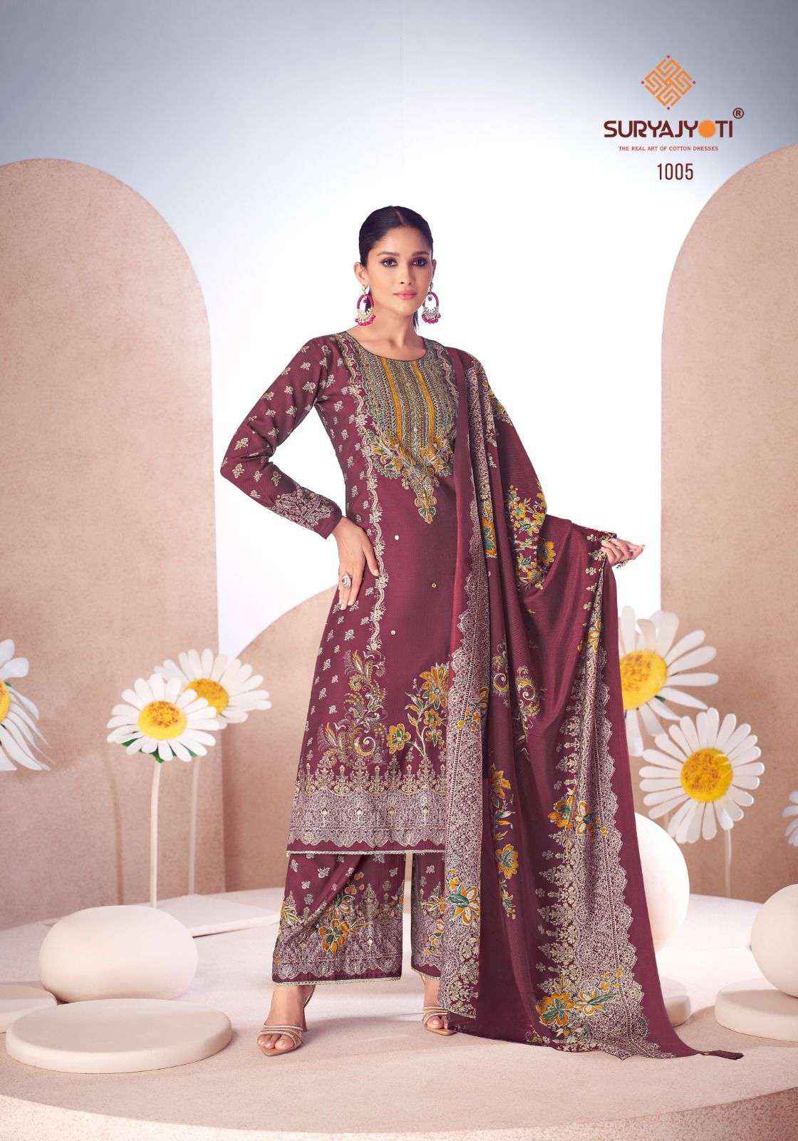 SURYAJYOTI KOMAL VOL 1 MODAL DESIGNER SUITS NEW CATALOG ( 6 PCS CATALOGUE )