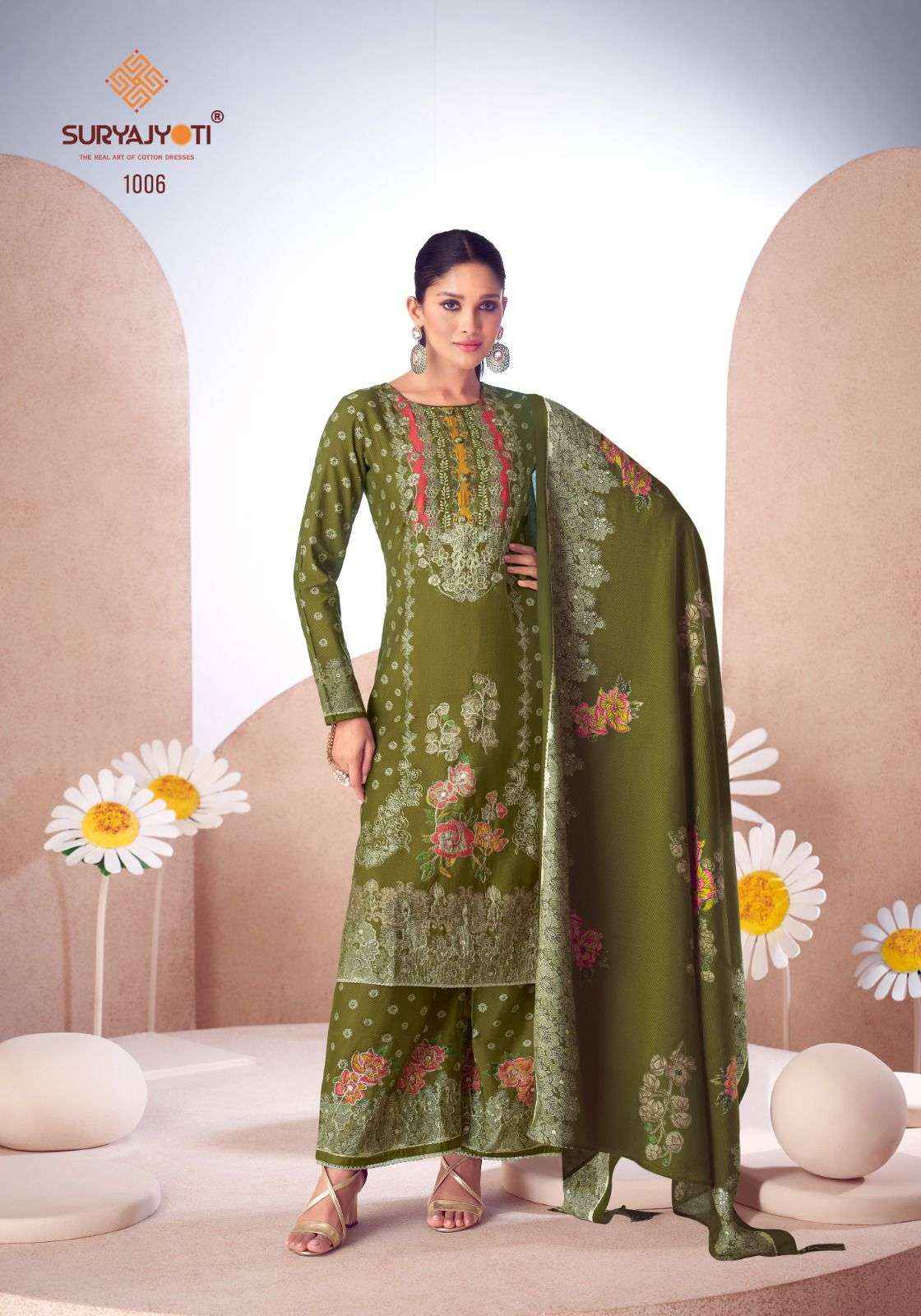 SURYAJYOTI KOMAL VOL 1 MODAL DESIGNER SUITS NEW CATALOG ( 6 PCS CATALOGUE )