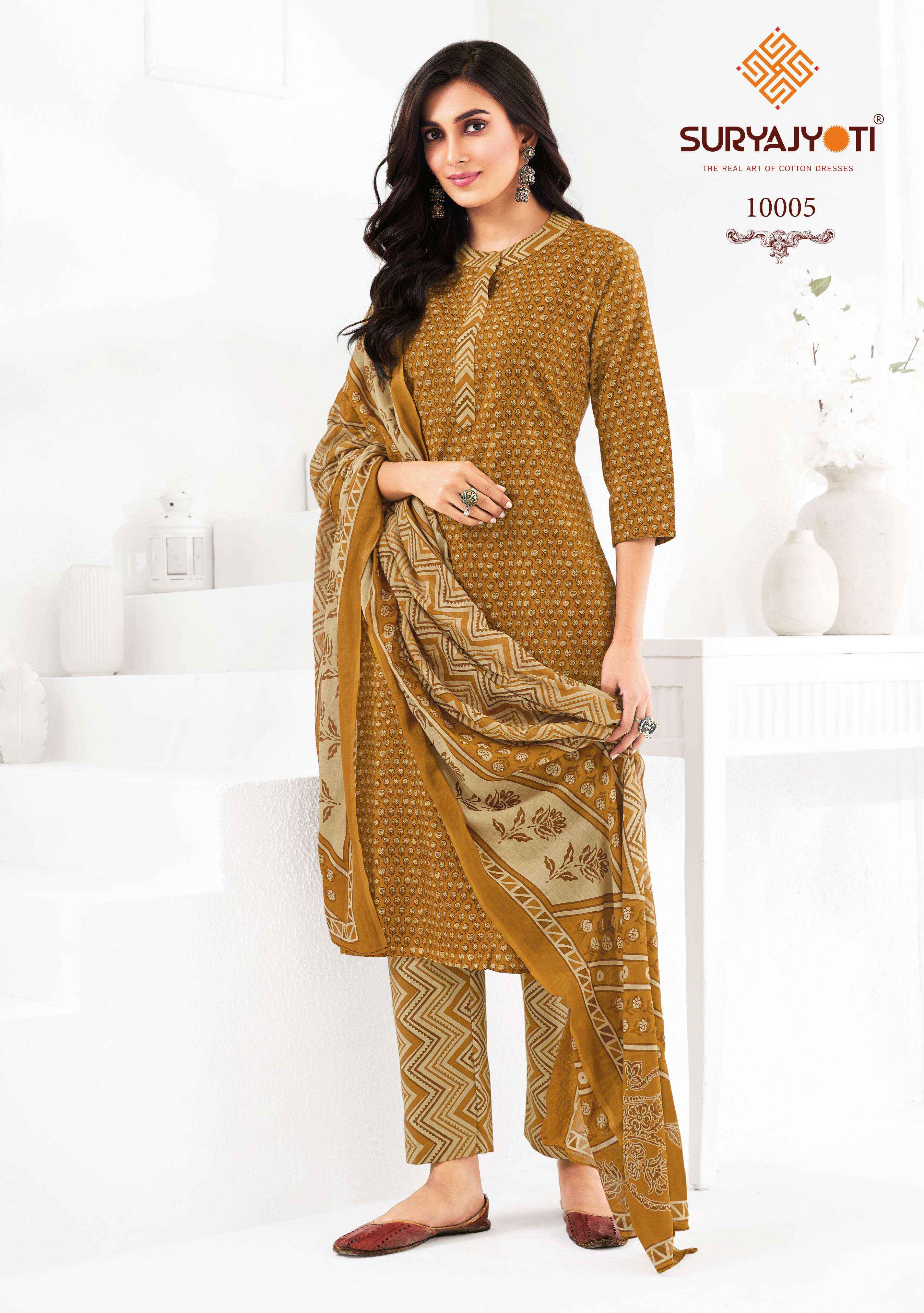 SURYAJYOTI PREYASI VOL 10 COTTON JAIPURI PRINT SALWAR KAMEEZ WHOLESALE RATE ( 10 PCS CATALOG )