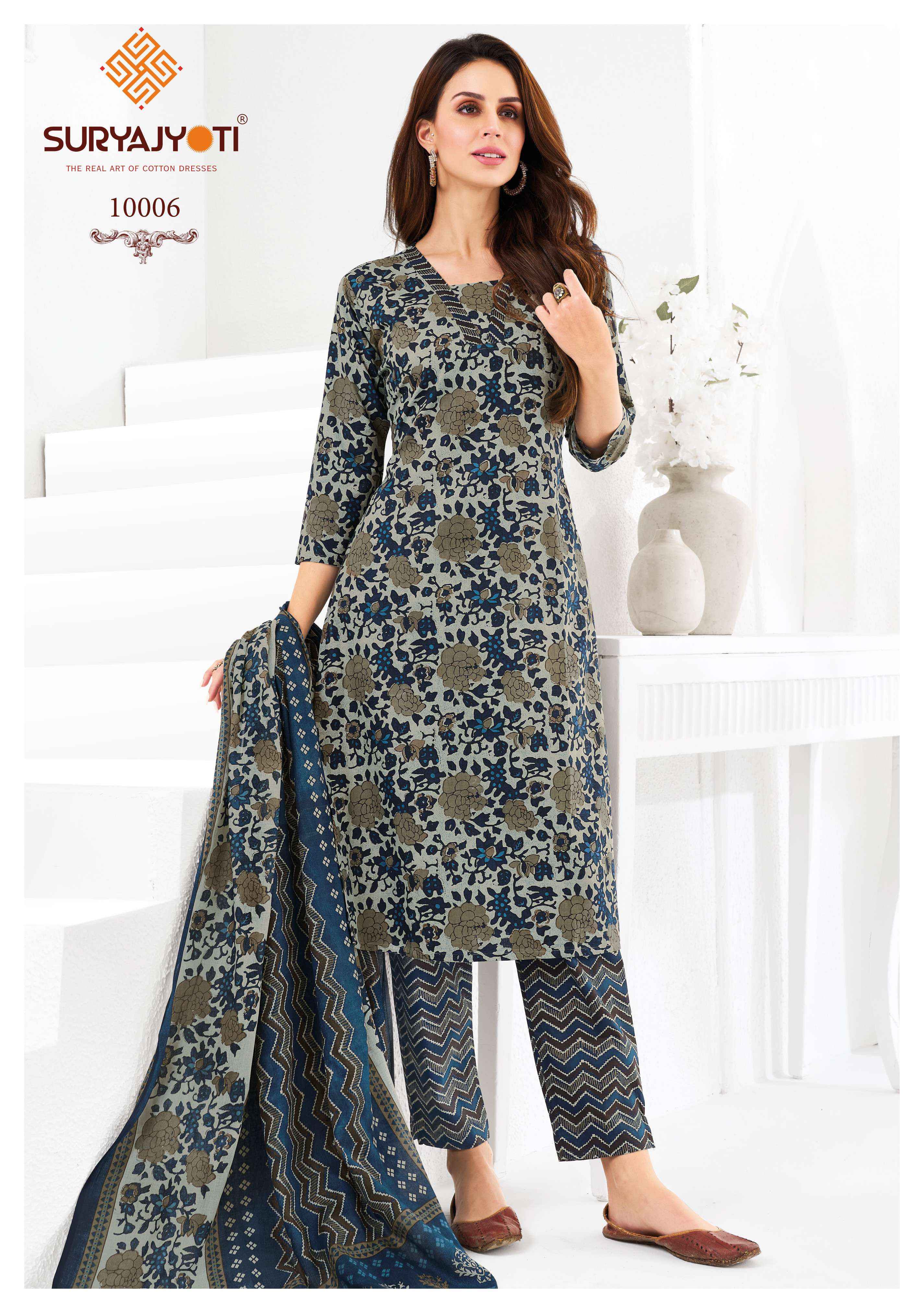 SURYAJYOTI PREYASI VOL 10 COTTON JAIPURI PRINT SALWAR KAMEEZ WHOLESALE RATE ( 10 PCS CATALOG )