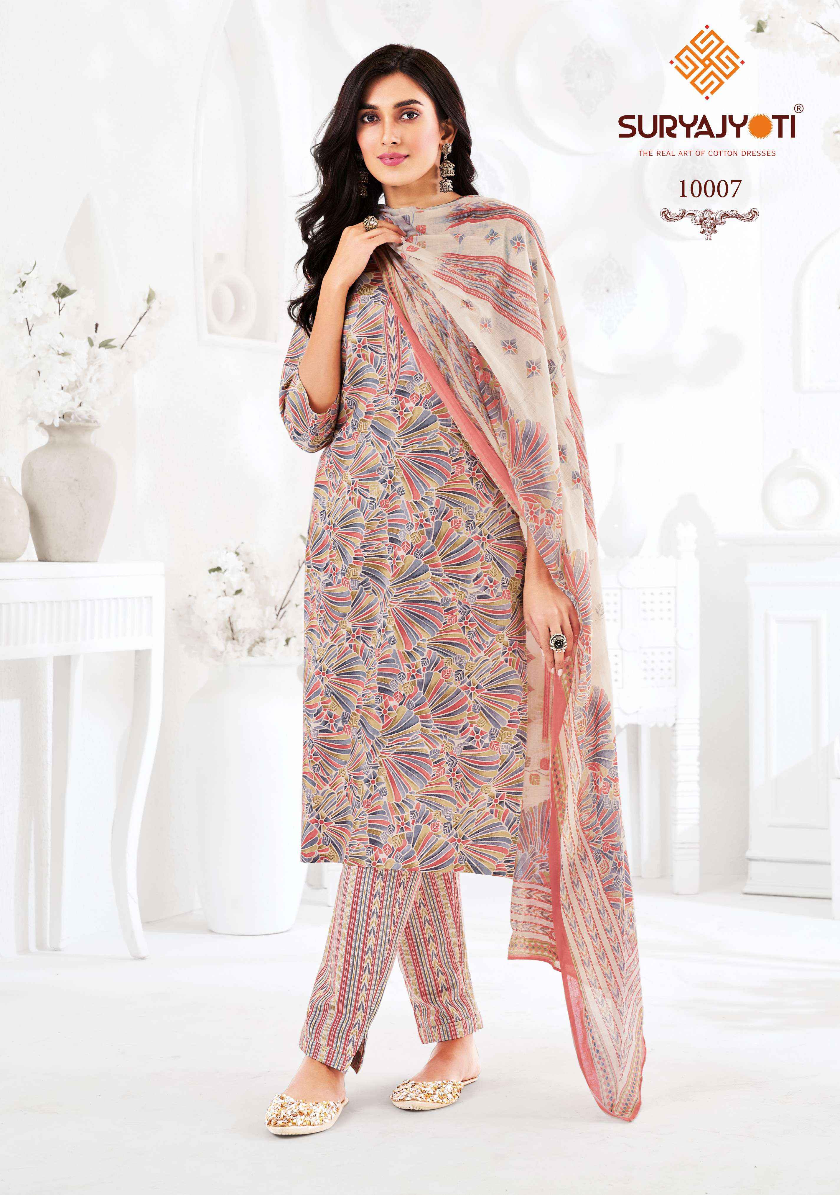 SURYAJYOTI PREYASI VOL 10 COTTON JAIPURI PRINT SALWAR KAMEEZ WHOLESALE RATE ( 10 PCS CATALOG )