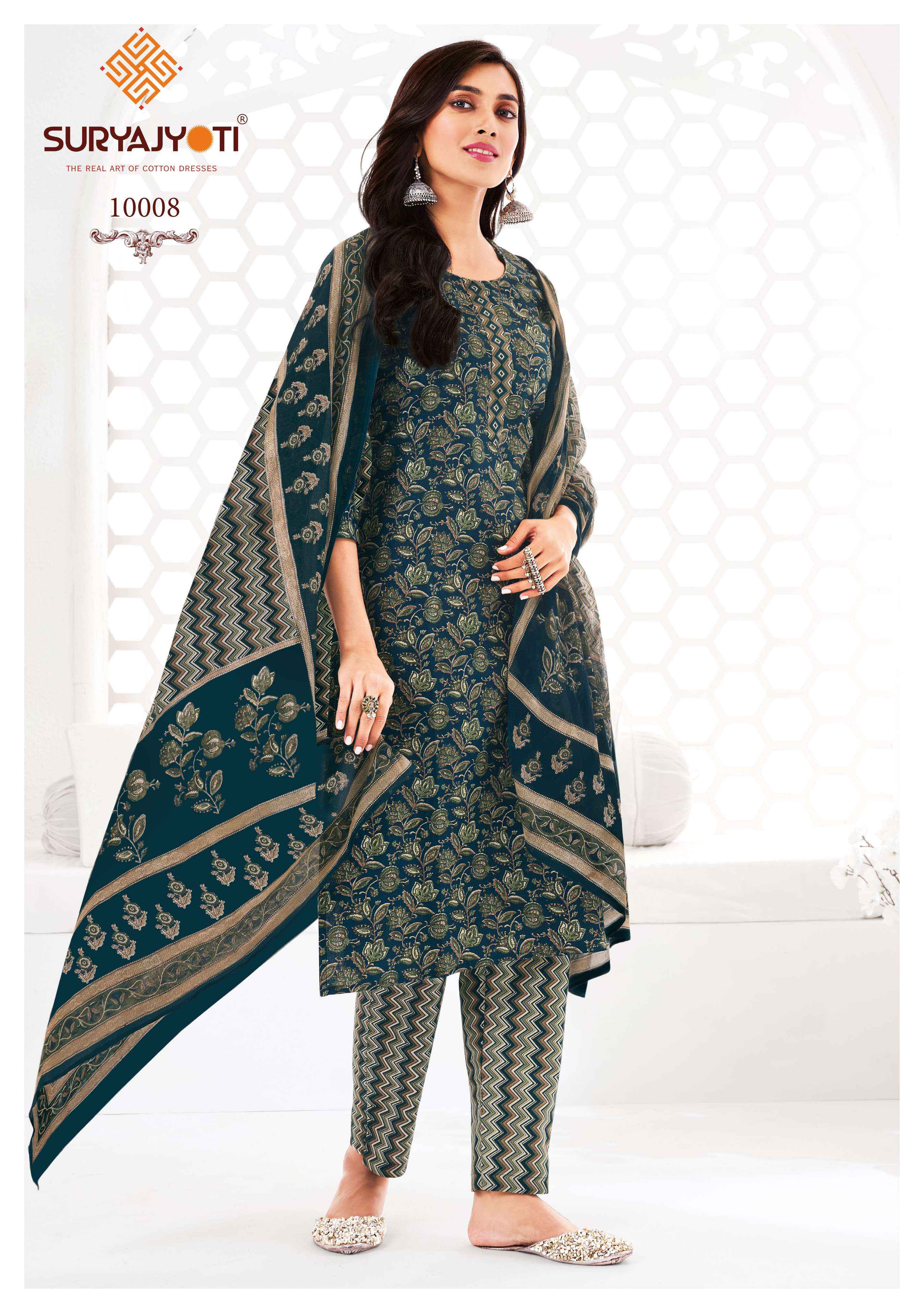 SURYAJYOTI PREYASI VOL 10 COTTON JAIPURI PRINT SALWAR KAMEEZ WHOLESALE RATE ( 10 PCS CATALOG )