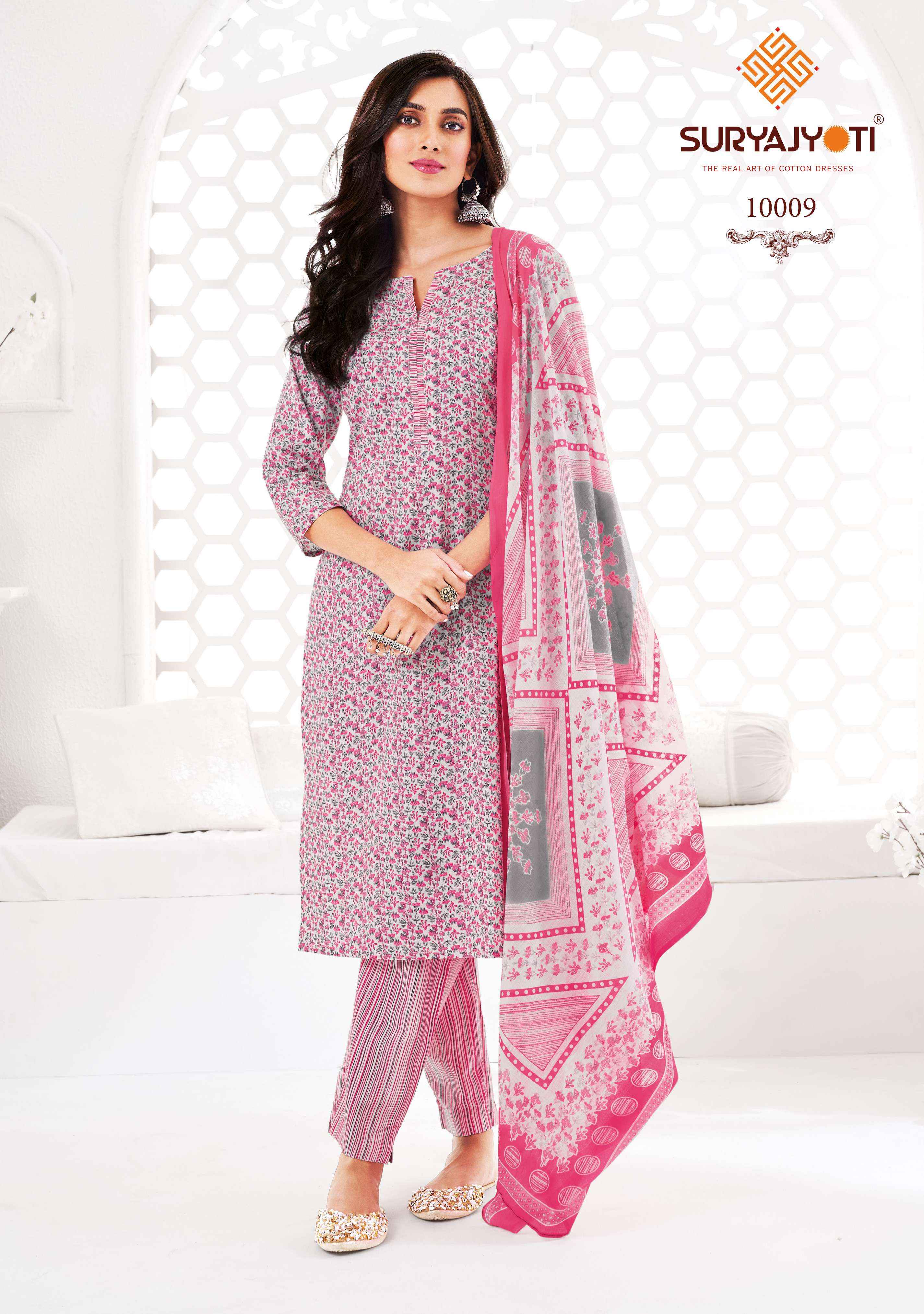 SURYAJYOTI PREYASI VOL 10 COTTON JAIPURI PRINT SALWAR KAMEEZ WHOLESALE RATE ( 10 PCS CATALOG )