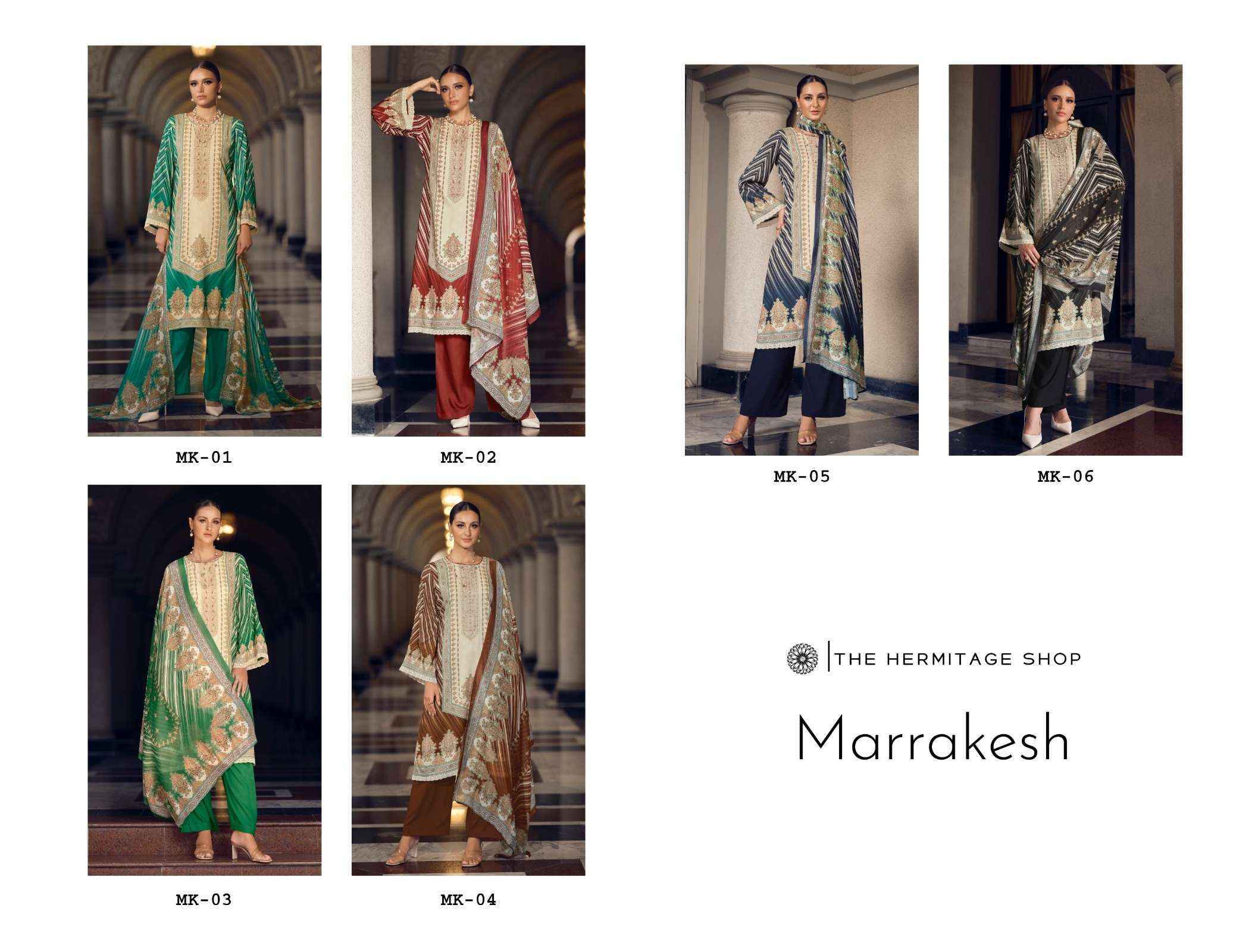 The Hermitage Shop Marrakesh Jam Satin Salwar Kameez Wholesale Rate ( 6 Pcs Catalog )
