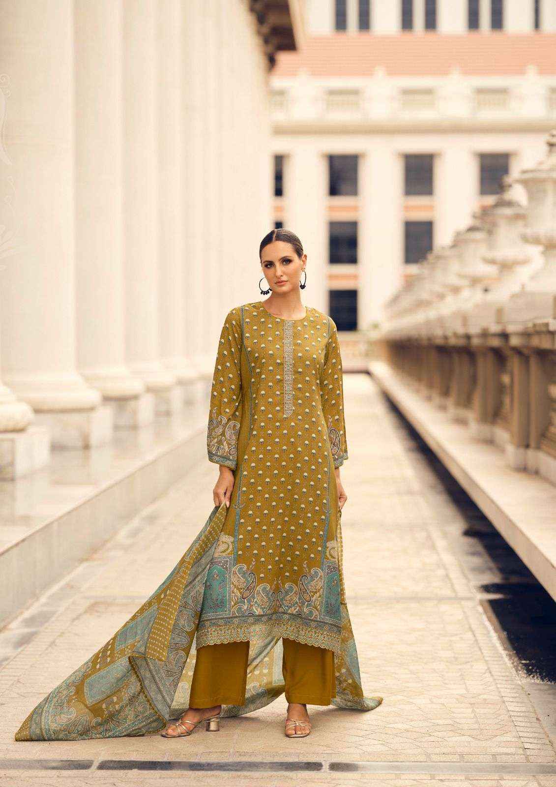 THE HERMITAGE SHOP PAISELY VISCOSE FANCY EMBROIDERY WORK SUIT ( 6 PCS CATALOGUE )