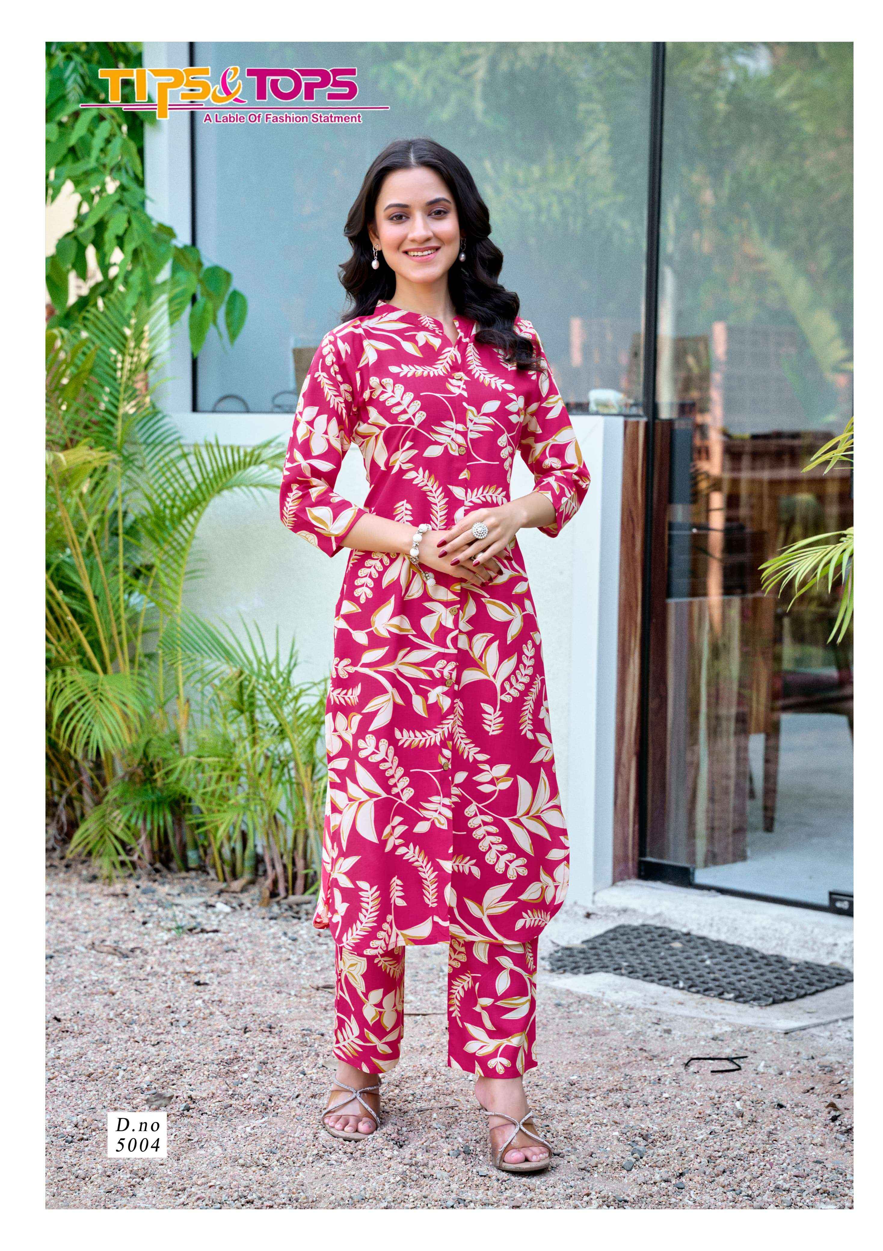 TIPS AND TOPS CINDERELLA VOL 5 RAYON PRINT FANCY KURTI WITH BOTTOM PAIR WHOLESALE RATE ( 6 PCS CATALOG )