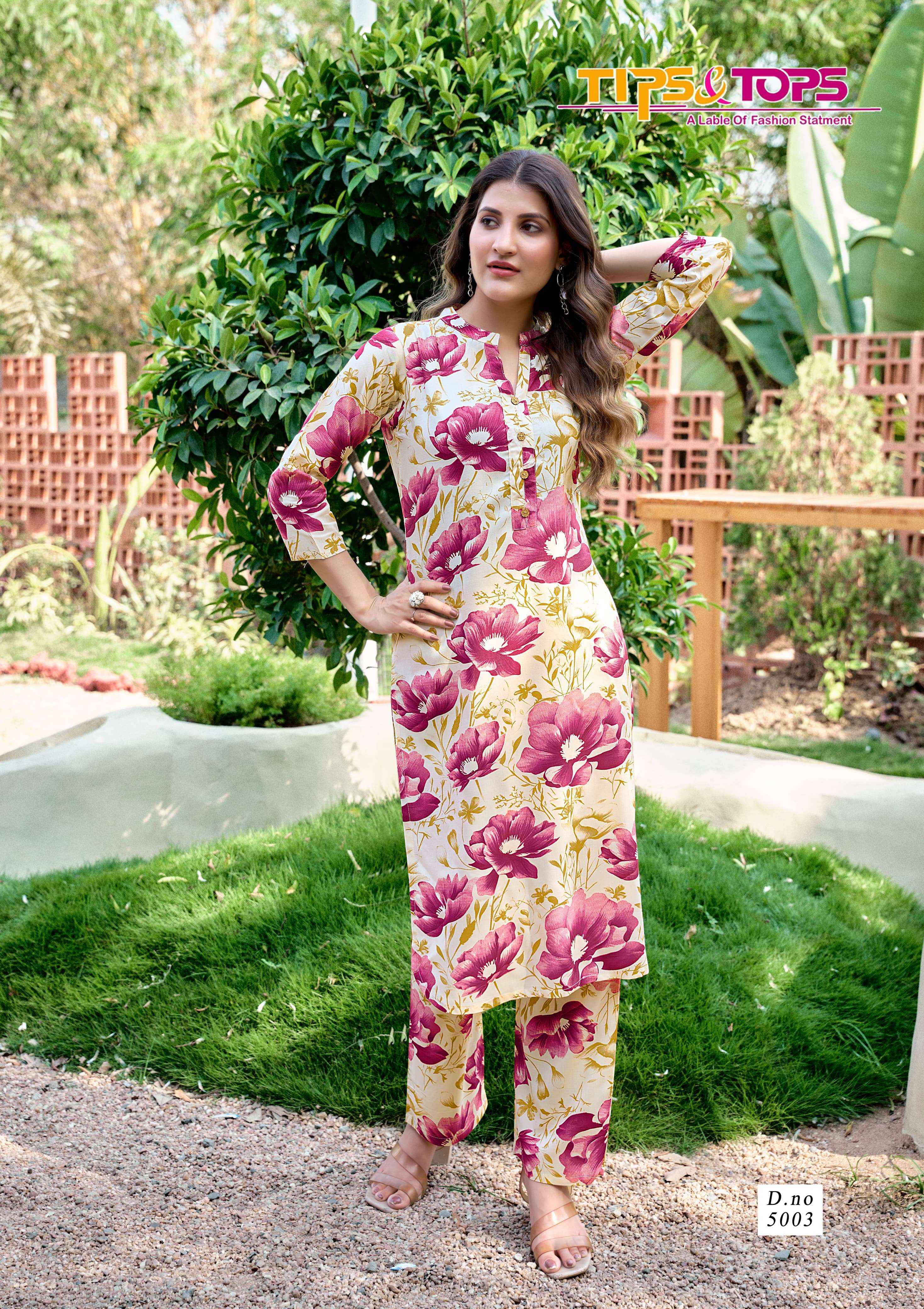TIPS AND TOPS CINDERELLA VOL 5 RAYON PRINT FANCY KURTI WITH BOTTOM PAIR WHOLESALE RATE ( 6 PCS CATALOG )