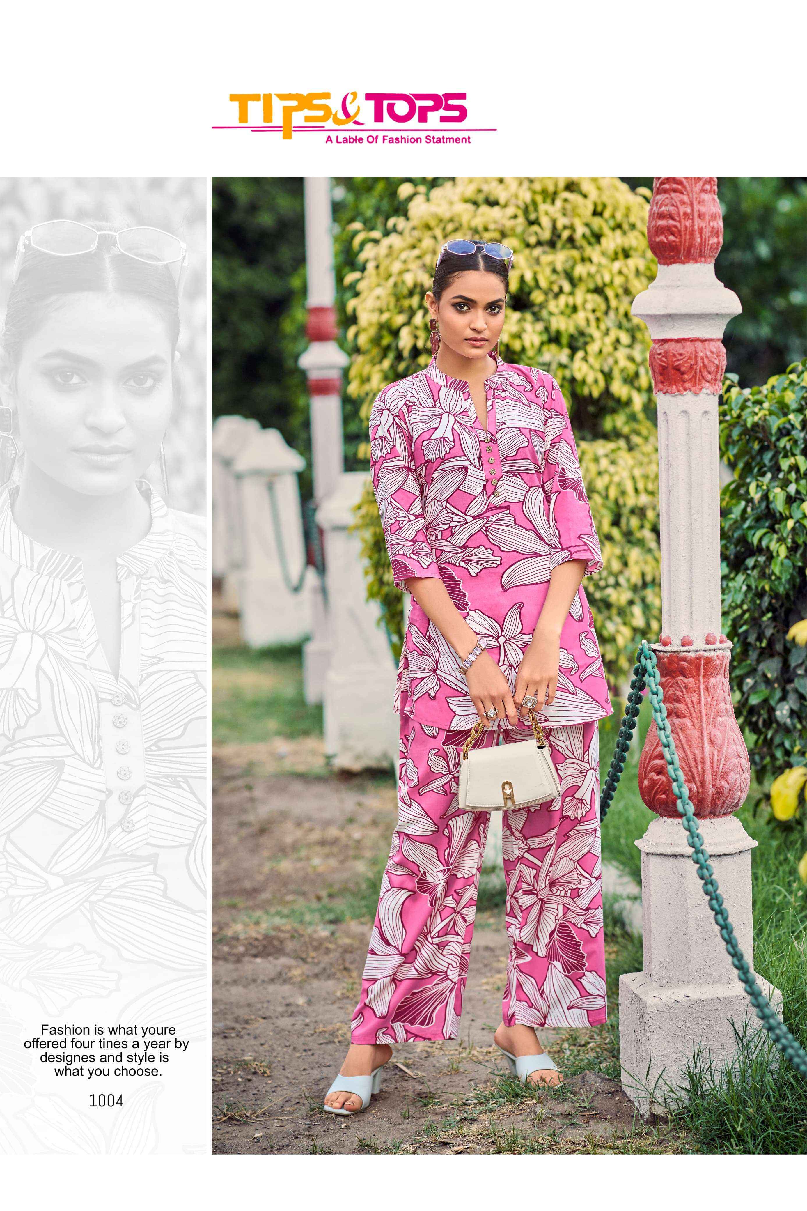 TIPS AND TOPS FASHION BEATS VOL 11 RAYON PRINT LADIES CO-ORD SET WHOLESALE RATE ( 6 PCS CATALOG )