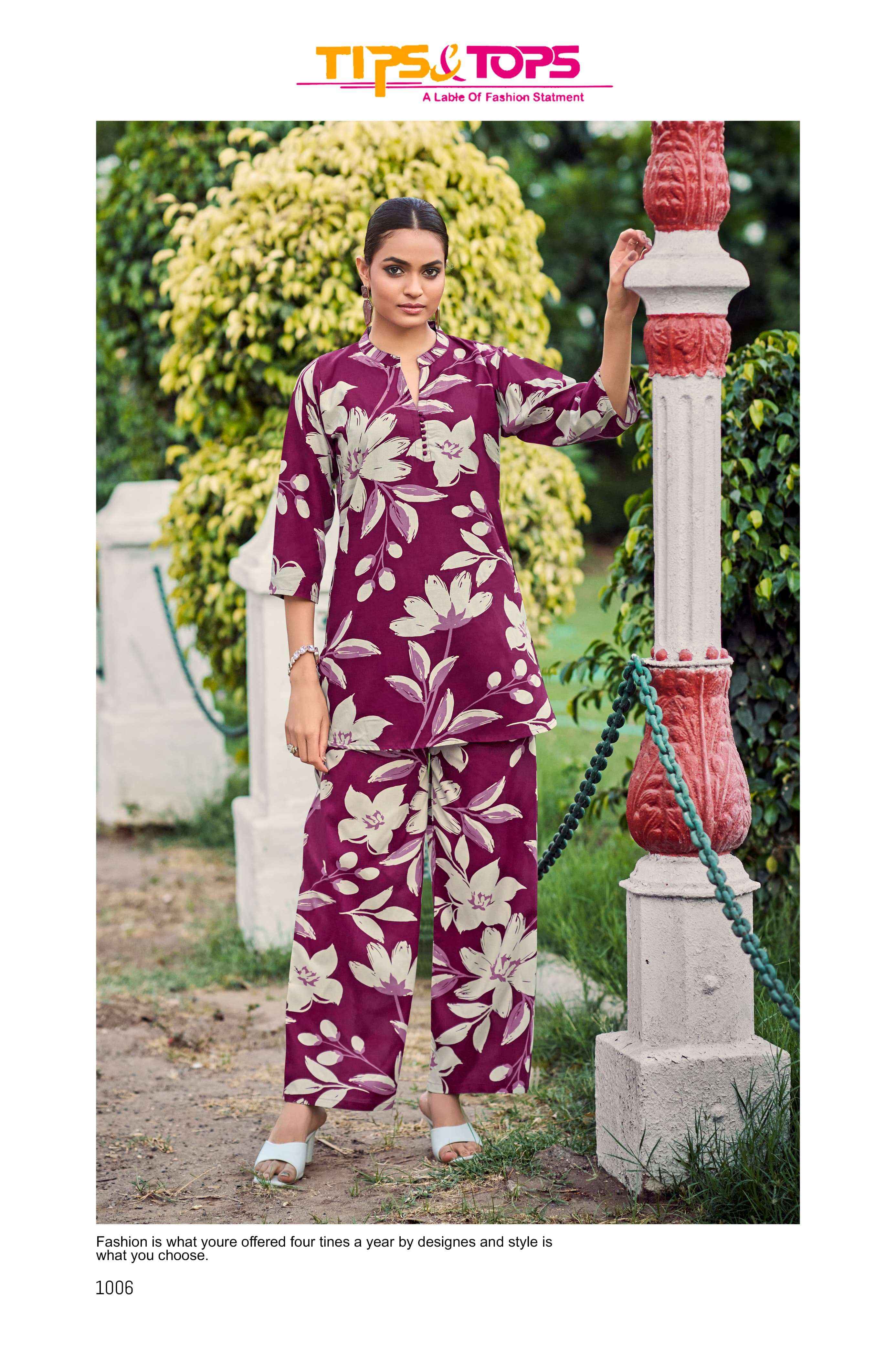 TIPS AND TOPS FASHION BEATS VOL 11 RAYON PRINT LADIES CO-ORD SET WHOLESALE RATE ( 6 PCS CATALOG )