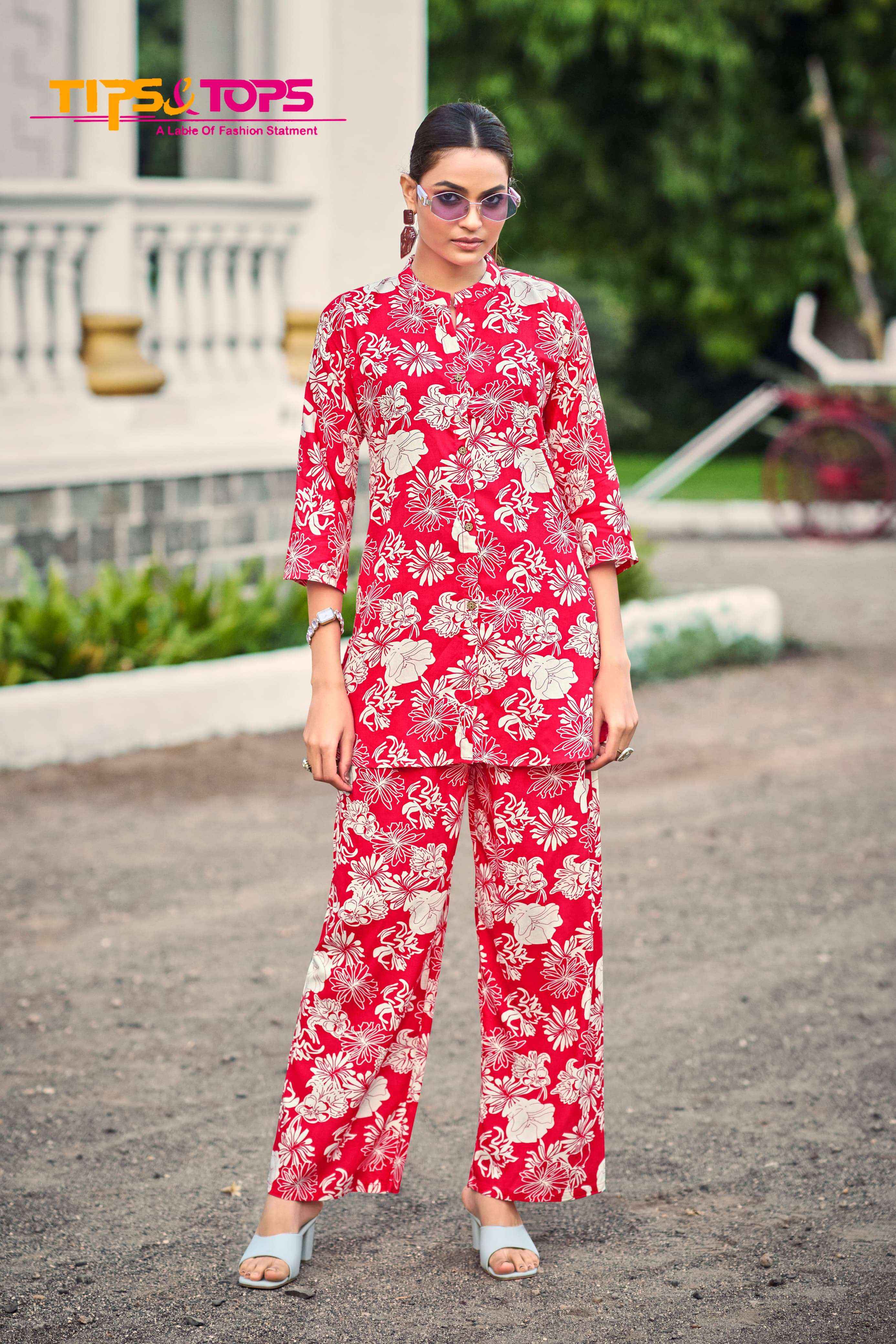 TIPS AND TOPS FASHION BEATS VOL 11 RAYON PRINT LADIES CO-ORD SET WHOLESALE RATE ( 6 PCS CATALOG )