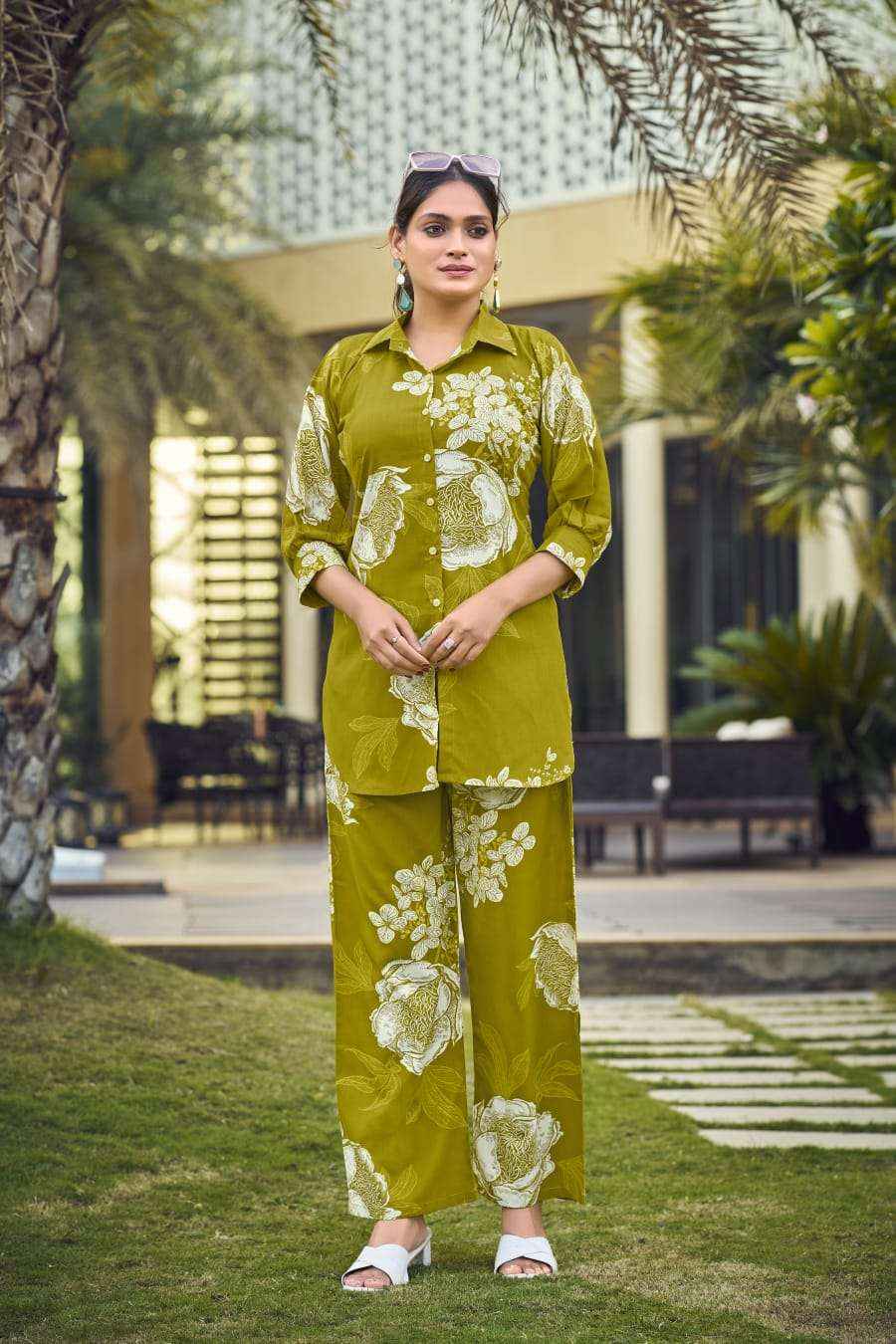 TIPS AND TOPS LIFESTYLE RAYON PRINT SHIRT PATTERN LADIES CO-ORD SET WHOLESALE PRICE ( 6 PCS CATALOG )
