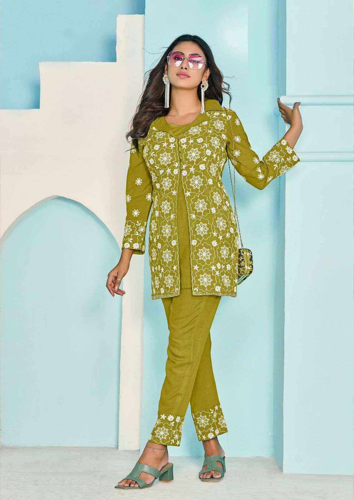 VAMIKA NX VEERA VOL 3 RAYON WORKS LADIES TOP WITH PANT SET WHOLESALE PRICE ( 5 PCS CATALOG )
