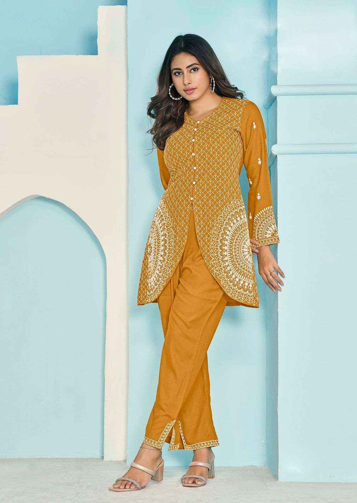 VAMIKA NX VEERA VOL 3 RAYON WORKS LADIES TOP WITH PANT SET WHOLESALE PRICE ( 5 PCS CATALOG )