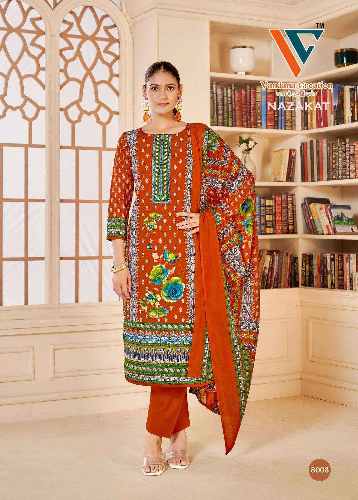Vandana Creation Nazakat Vol 8 Cotton Salwar Kameez Wholesale Rate ( 8 Pcs Catalog )
