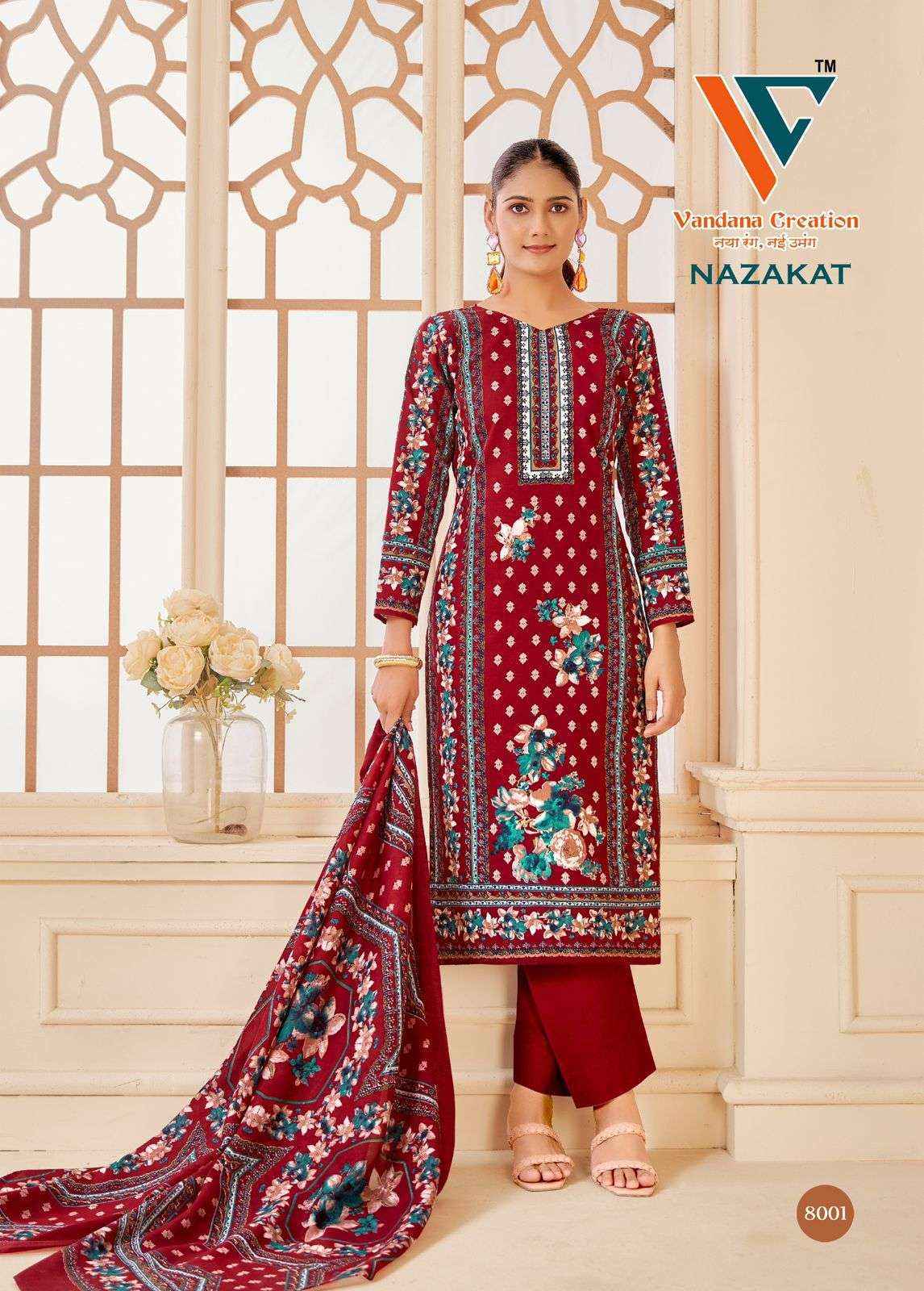 Vandana Creation Nazakat Vol 8 Cotton Salwar Kameez Wholesale Rate ( 8 Pcs Catalog )