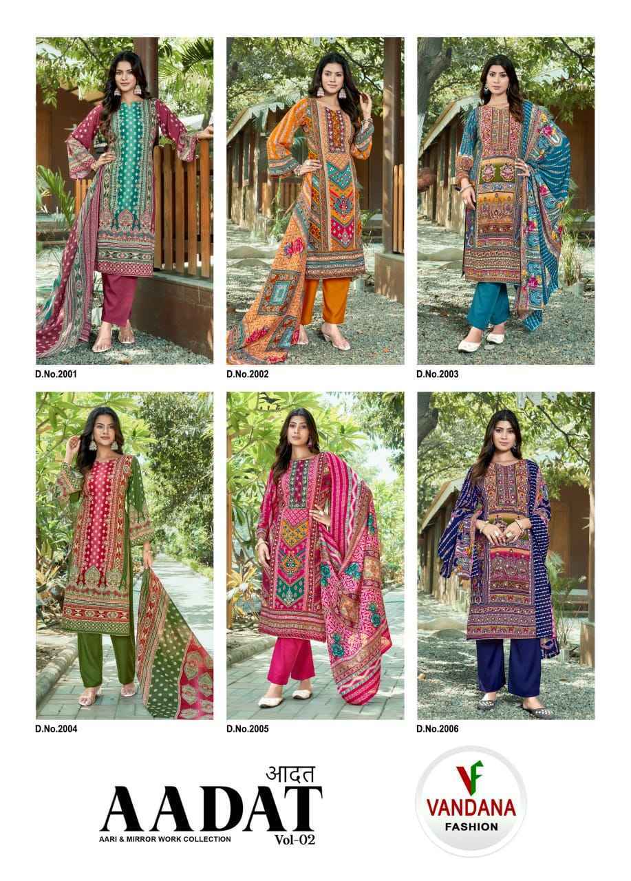 Vandana Fashion Aadat Vol 2 Viscouse Rayon Dress Material Online Shopping ( 6 pcs Catalogue )